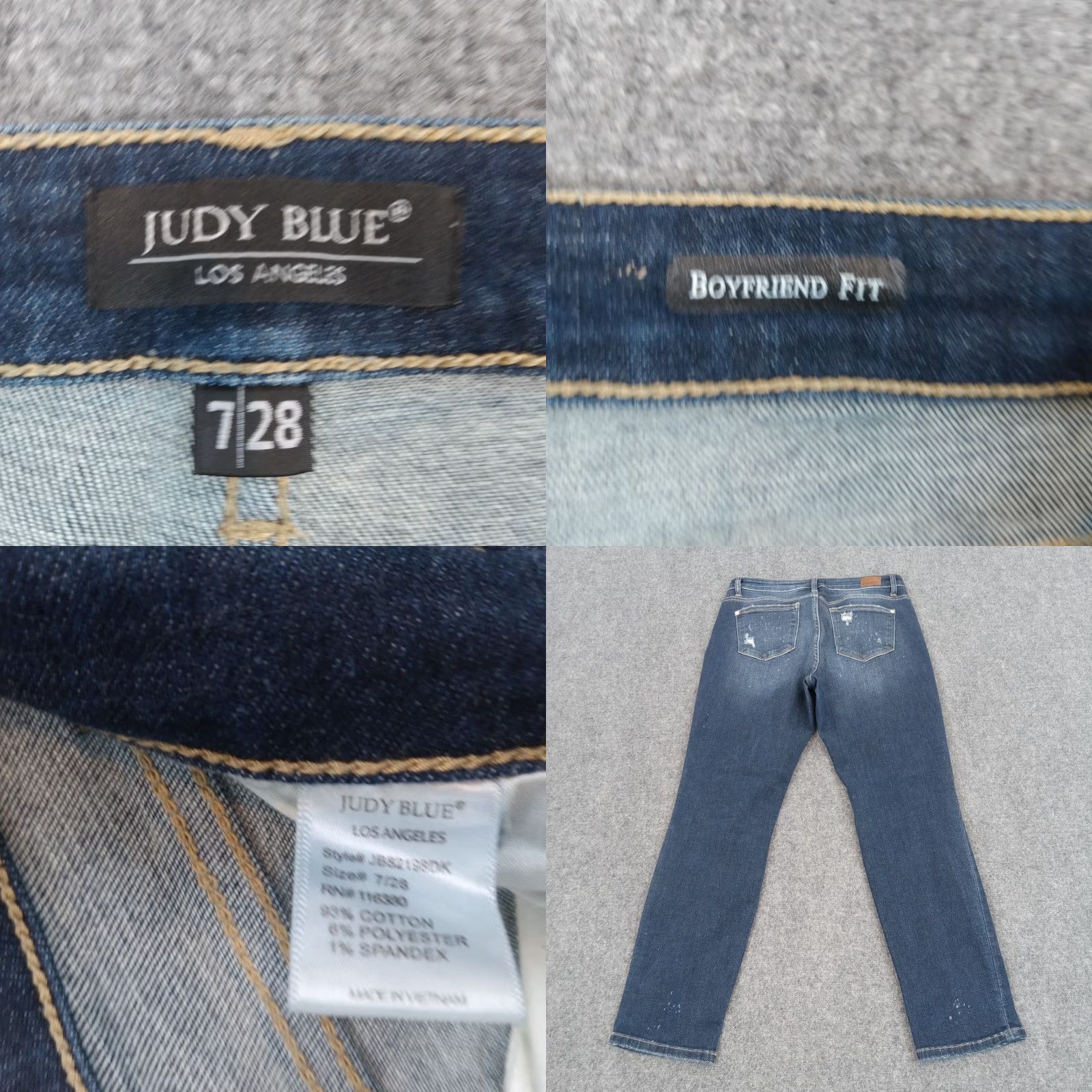 Vintage Judy Blue Blue Boyfriend Fit Straight Stretch Distressed Jeans Womens 7/28 Size 28" / US 6 / IT 42 - 8 Thumbnail