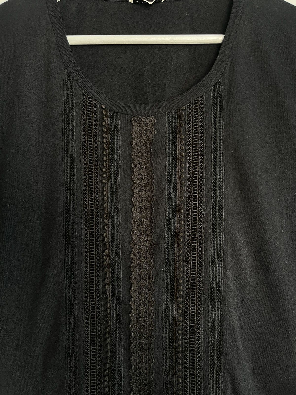Saint Laurent Paris SS16 Saint Laurent Crochet & Lace Vertical Inserts Black Tee Size US XS / EU 42 / 0 - 3 Thumbnail