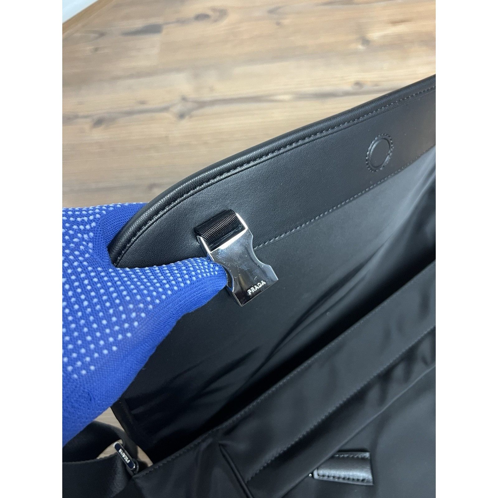Prada MINT! Prada Triangle Logo Re-Nylon Saffiano Crossbody Bag Bl Size ONE SIZE - 12 Thumbnail