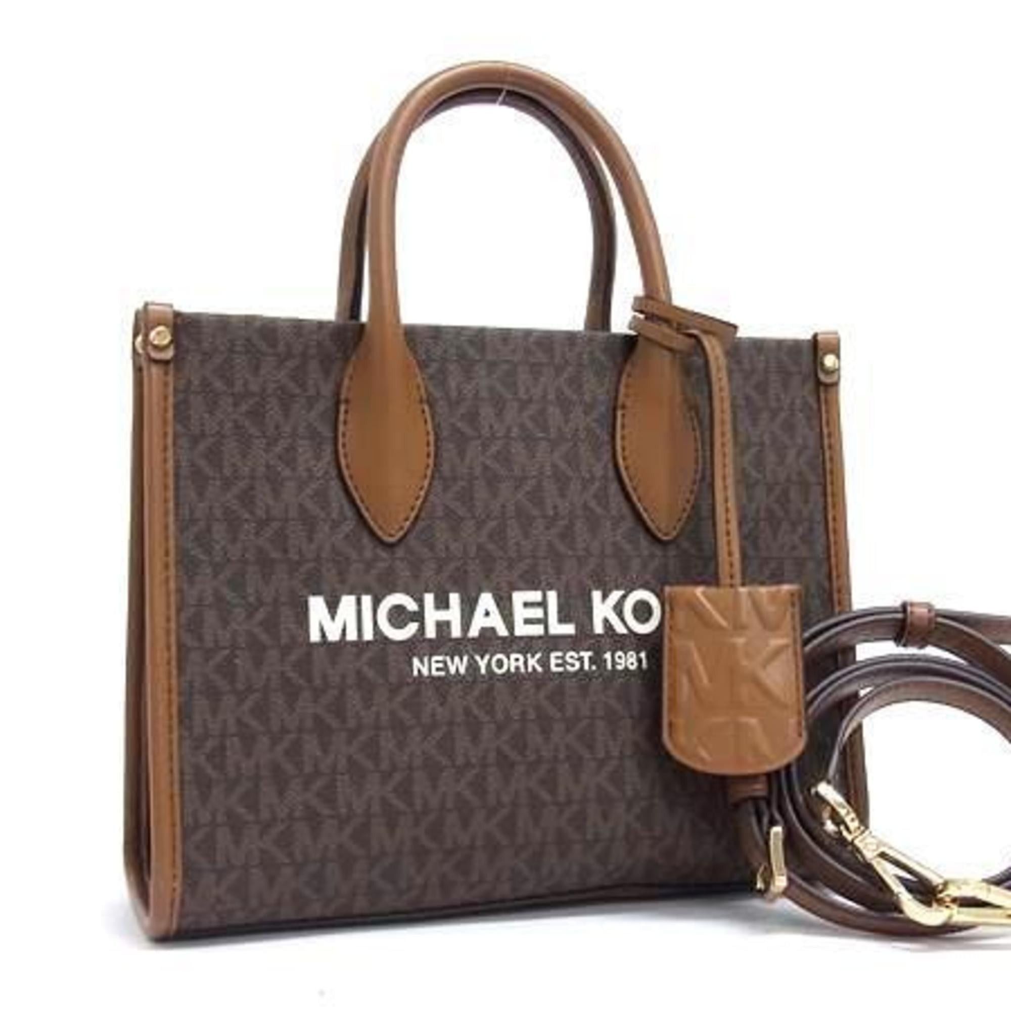 Michael Kors MICHAEL KORS Mirella Tote Bag in Brown Leather with Signature Pattern Size ONE SIZE - 1 Thumbnail