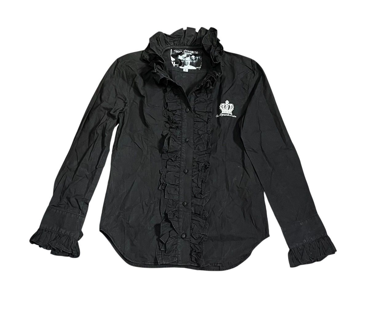 Seditionaries Vintage sexy dynamite london black ruffled shirt Size US S / EU 44-46 / 1 - 1 Thumbnail