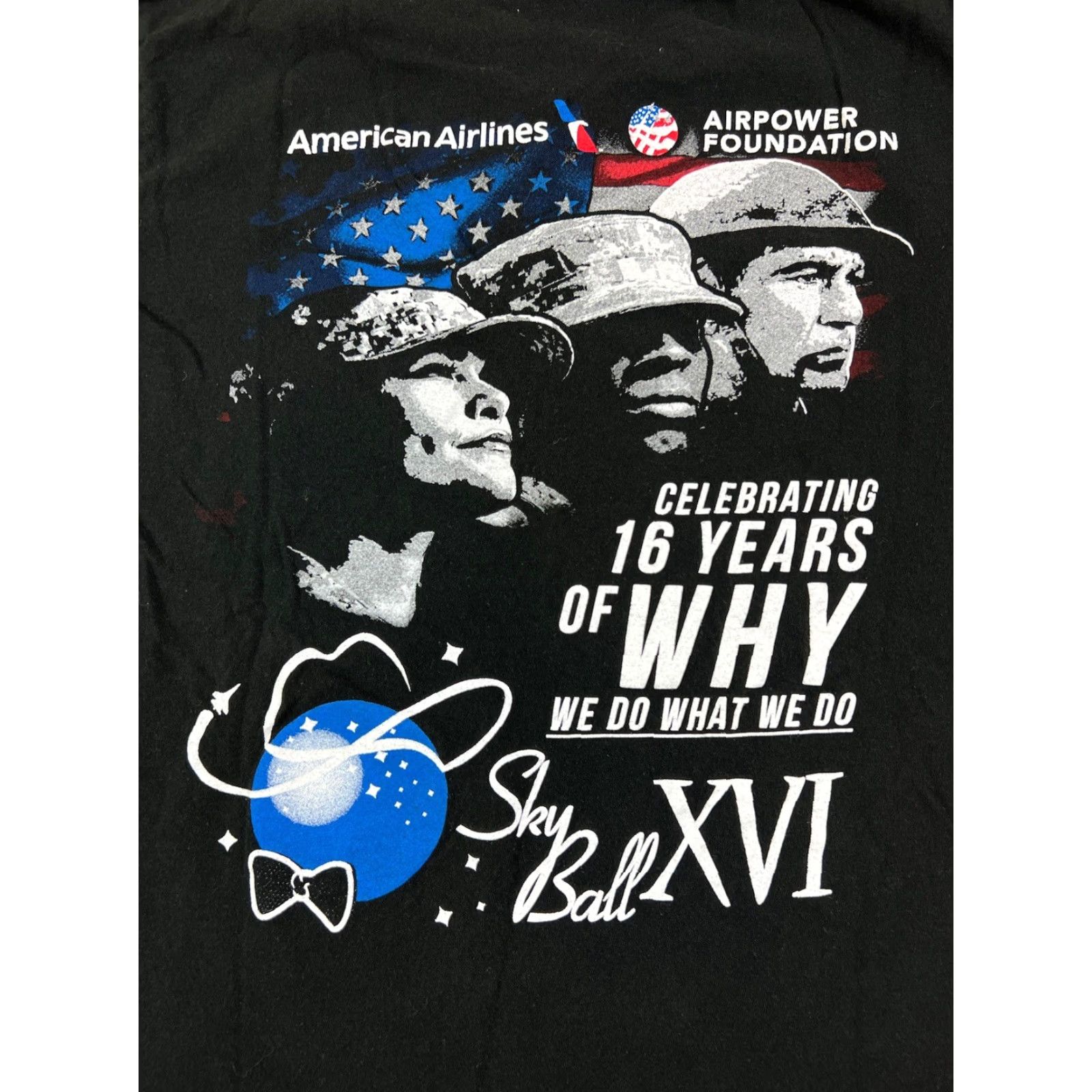 Vintage Nine Line Apparel T-Shirt Black Military Sky Ball Air Power Foundation Medium Men M Size US M / EU 48-50 / 2 - 2 Thumbnail