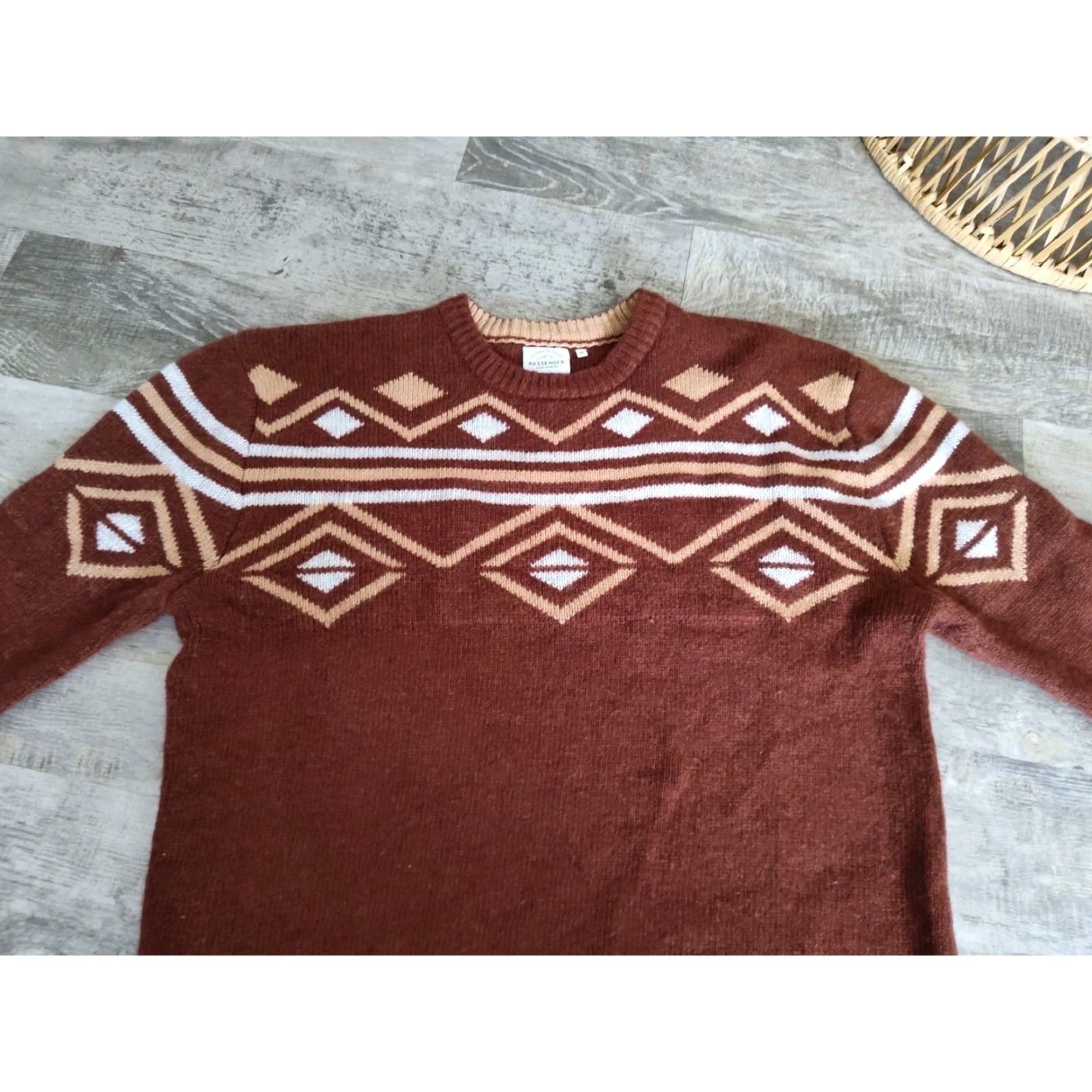 Vintage Passenger Men's Wool Blend Sweater XL Geometric Crew Neck Heavyweight Casual Winter Size US XL / EU 56 / 4 - 6 Thumbnail