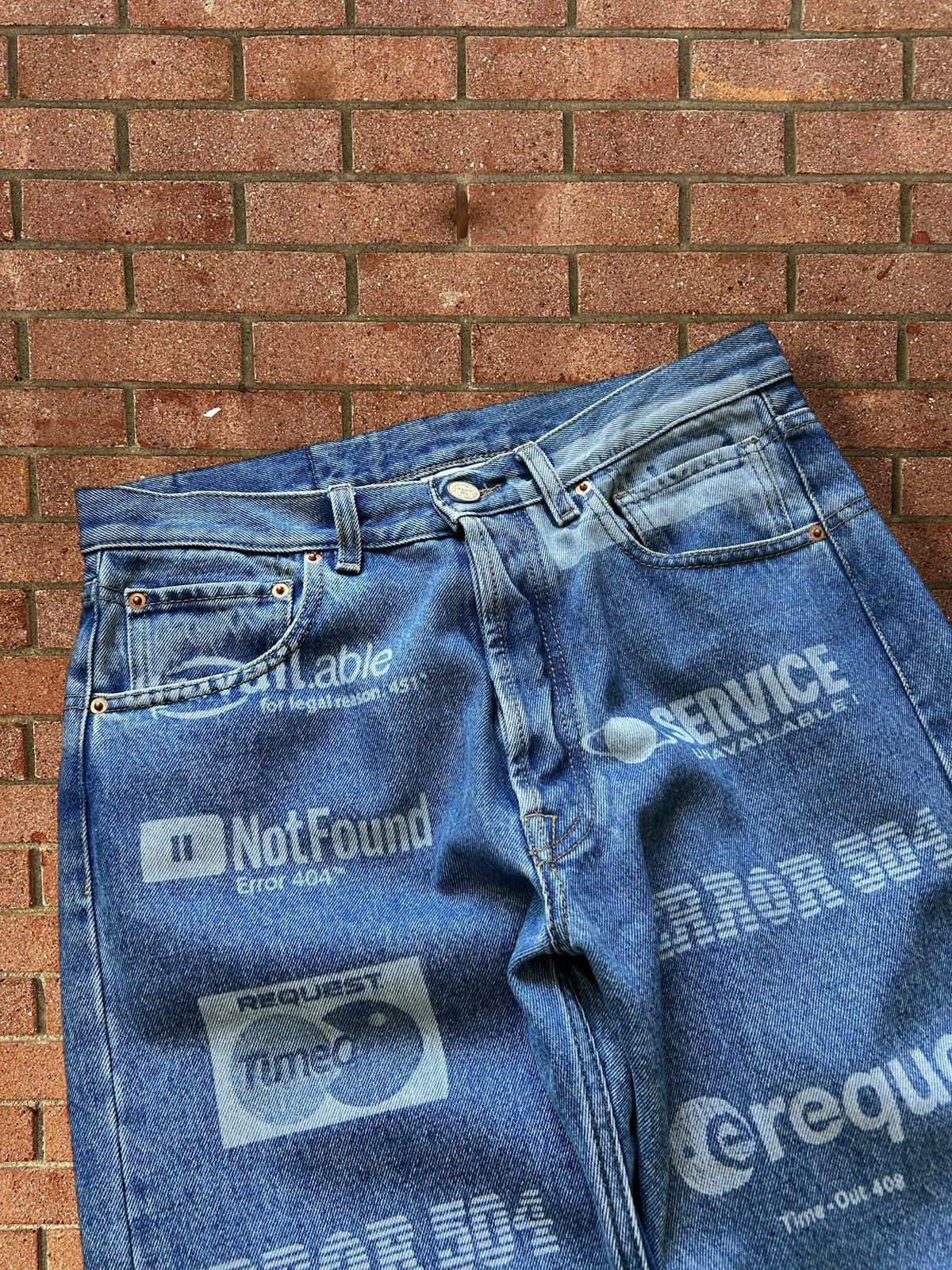 Vetements Vetements FW19 Error Code All Over Print Denim Size US 29 - 2 Thumbnail