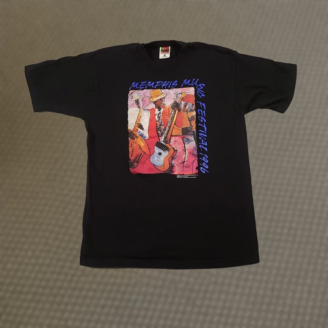 Fruit Of The Loom VINTAGE Memphis Music Festival Shirt Black L Rock N Roll Beale Street Mens Shirt Size US L / EU 52-54 / 3 - 1 Thumbnail