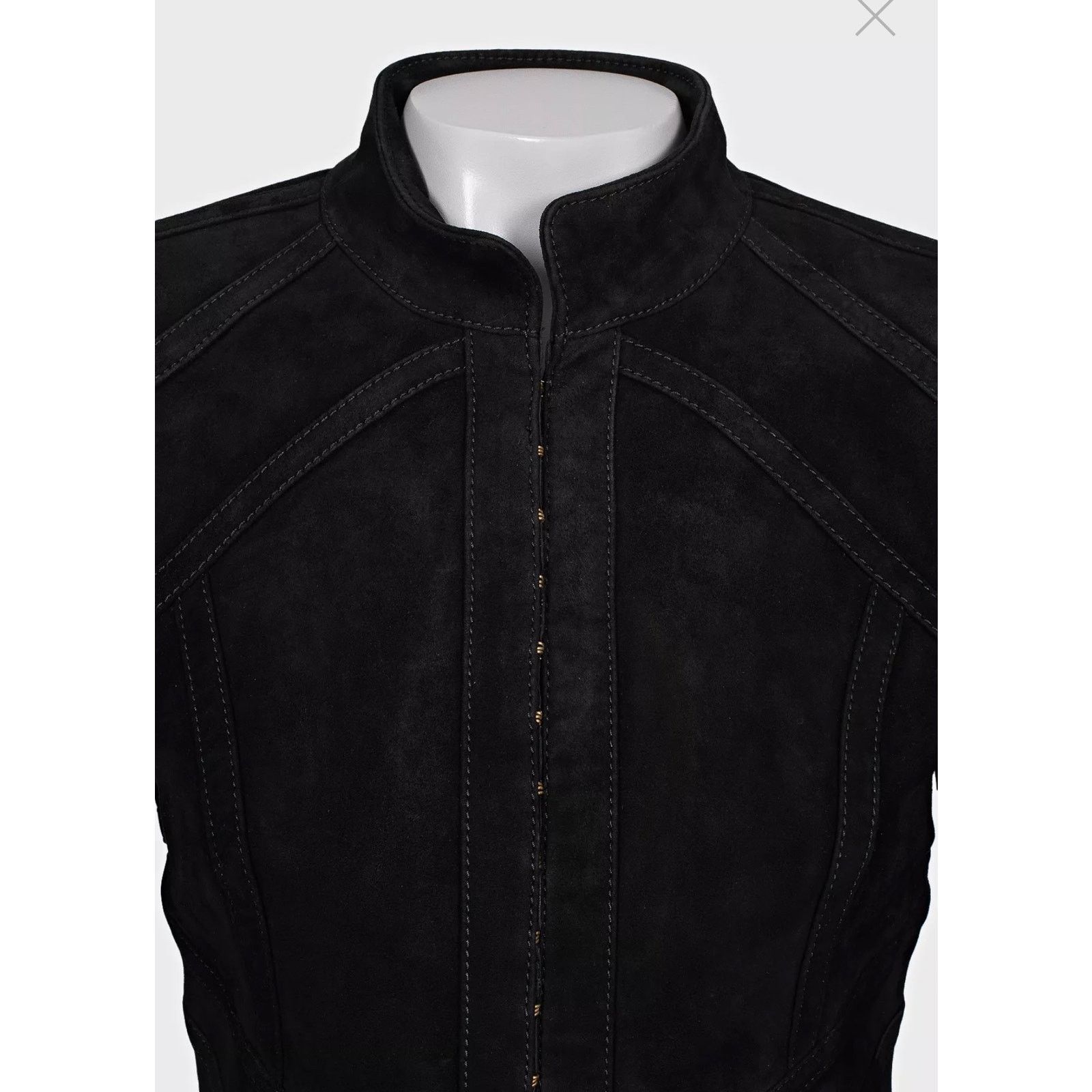 Balmain Balmain Black Suede Jacket with Gold Hardware - Size M Size S / US 4 / IT 40 - 4 Thumbnail