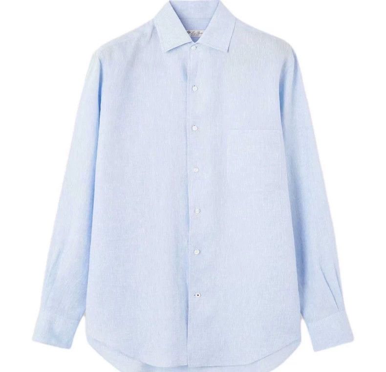 Loro Piana LORO PIANA Aloe linen shirt, dawn sky color Size US XXL / EU 58 / 5 - 5 Thumbnail