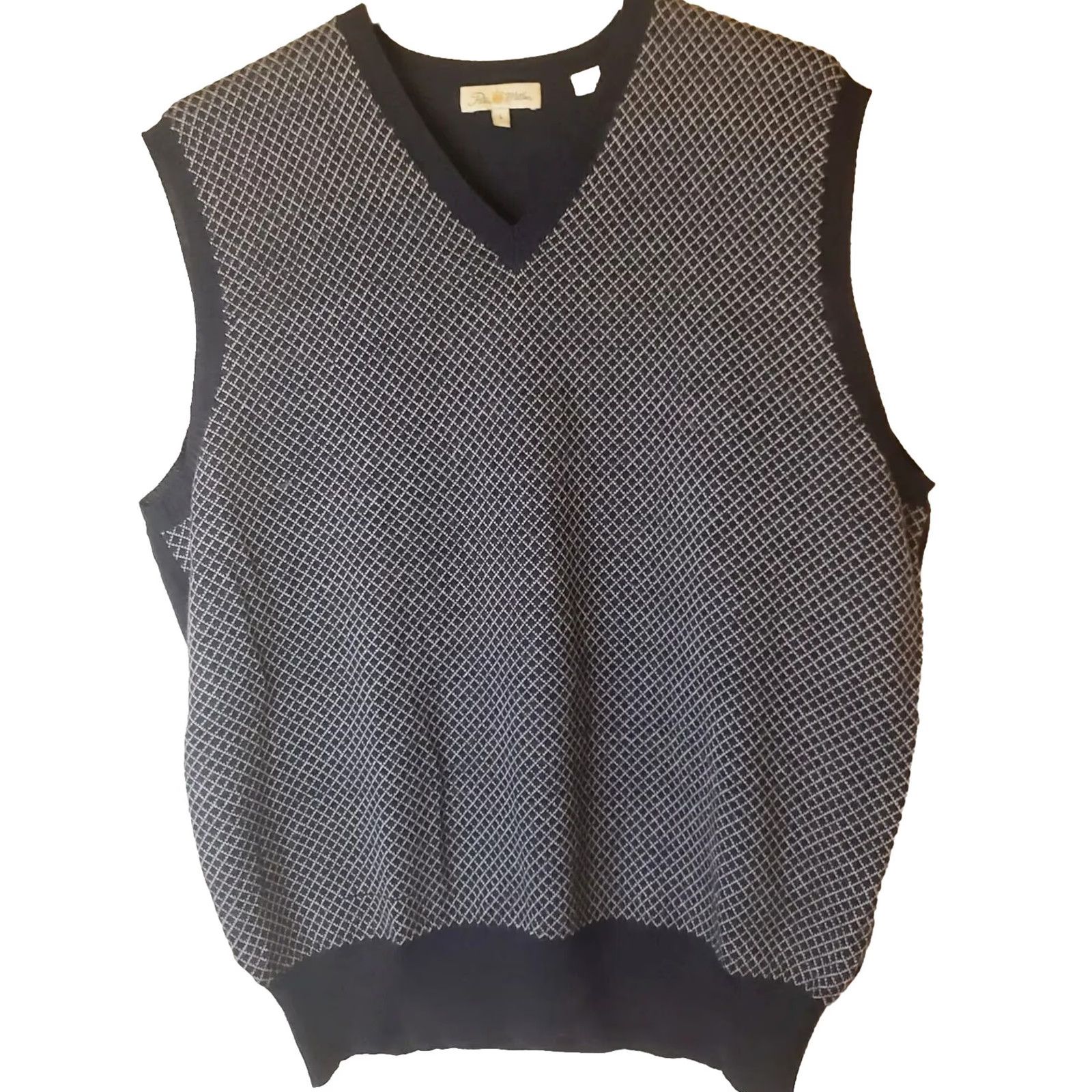Peter Millar Peter Millar Men Large Sleeveless Golf Vest Merino 100% Wool V-Neck Gray Check Size US L / EU 52-54 / 3 - 2 Thumbnail