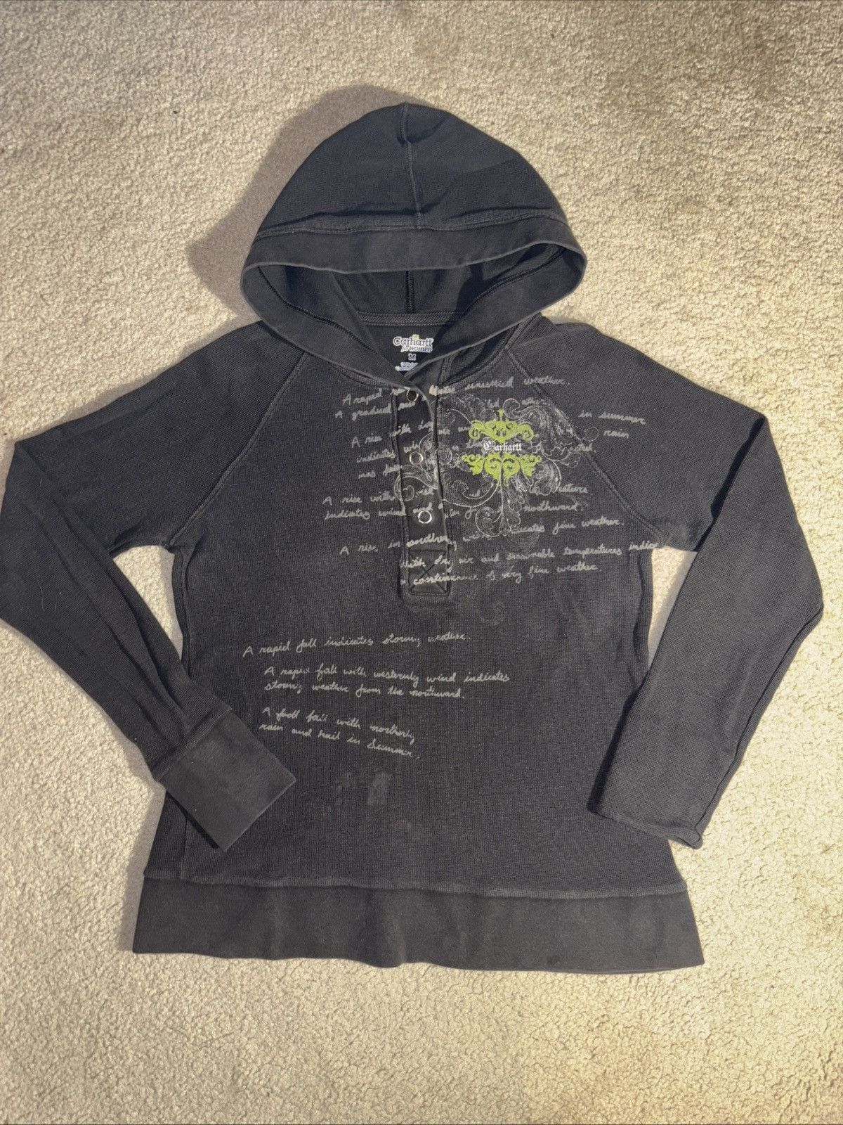 Carhartt Y2K Carhartt 1/4 Button Thermal Hoodie Womens Size Medium Size M / US 6-8 / IT 42-44 - 1 Thumbnail