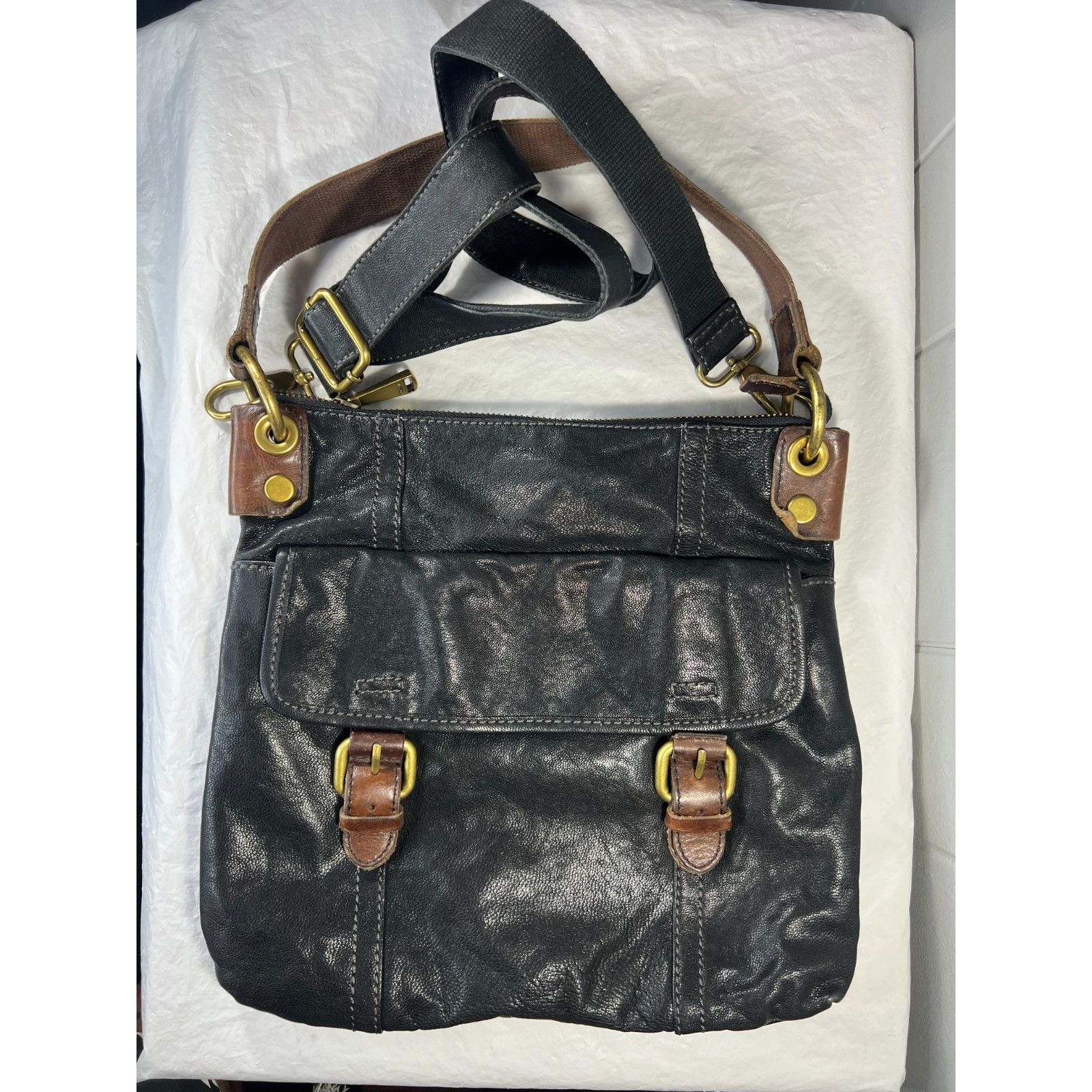 Fossil Fossil Morgan Traveler Black Pebbled Leather Crossbody Bag O Size ONE SIZE - 1 Thumbnail