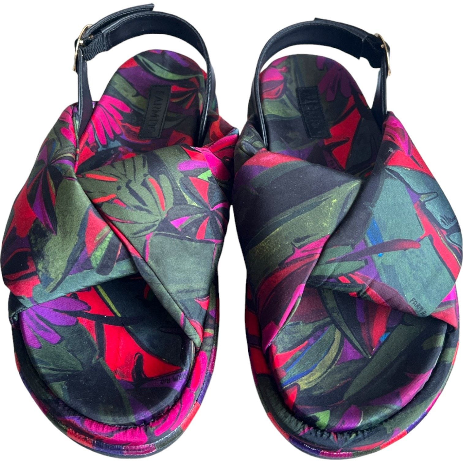 Farm Rio FARM RIO Floral Puff Peep-Toe Slingback Sandals, US8 Size US 8 / IT 38 - 2 Thumbnail