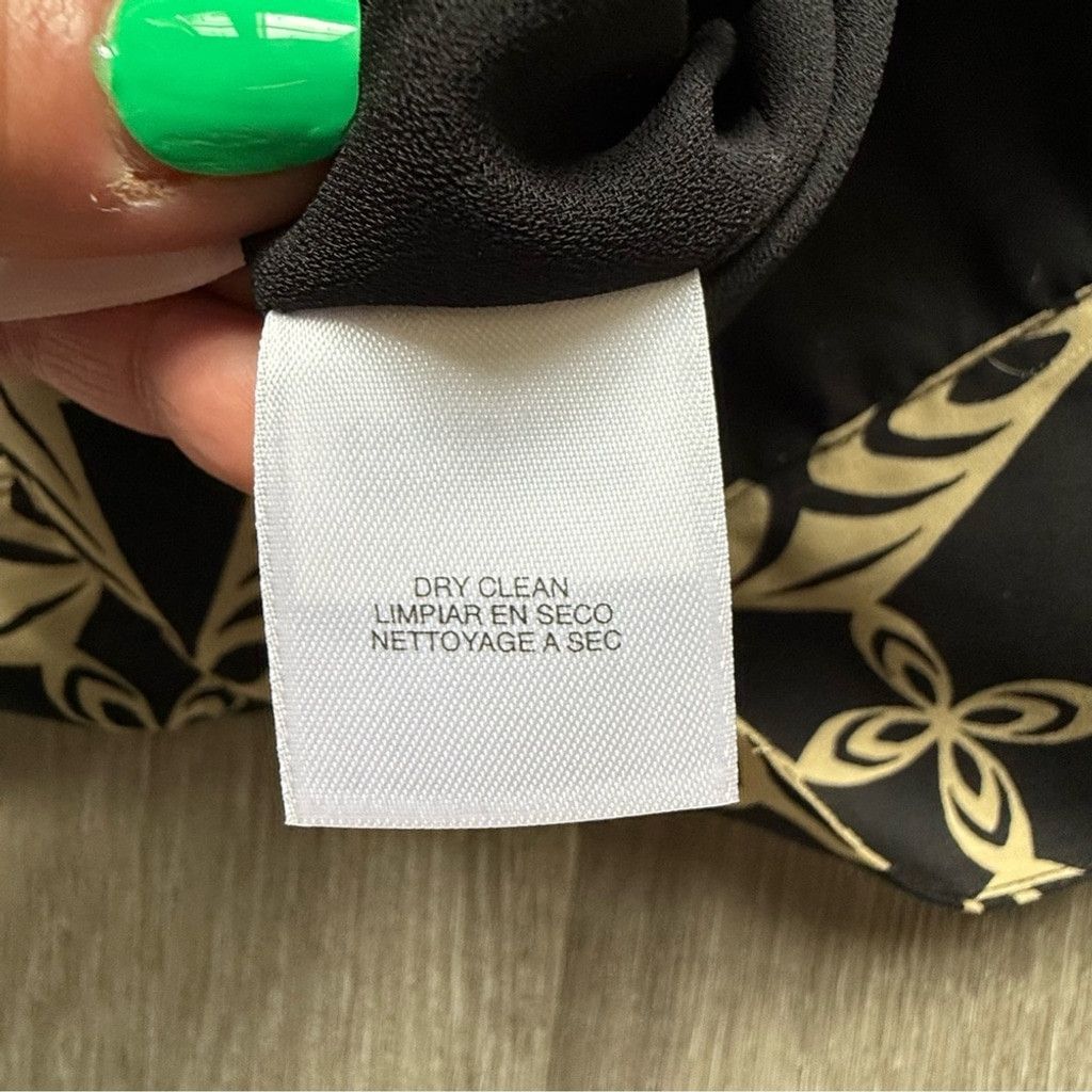 Anne Klein Anne Klein Silk Black and Cream Graphic Blouse Size L / US 10 / IT 46 - 8 Thumbnail