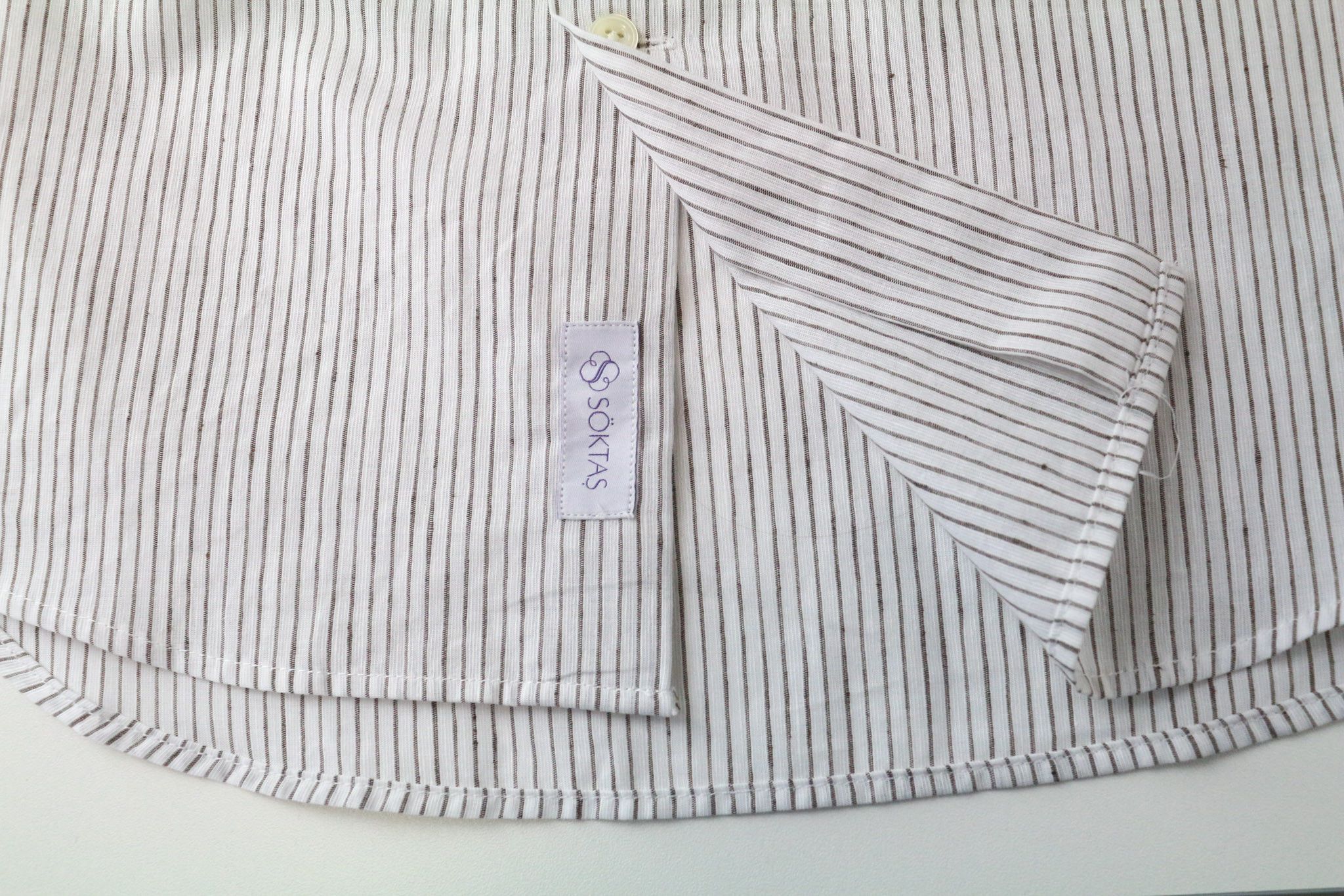 Suitsupply ~XS White Cotton Linen Striped Long Sleeve Shirt 77288 Size US XS / EU 42 / 0 - 5 Thumbnail
