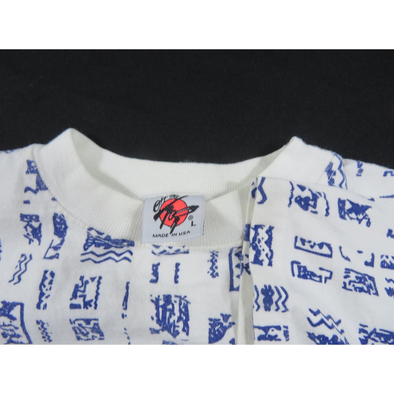 Other Off the Top All-Over Print T-Shirt White Blue Sz L 1980s Size US L / EU 52-54 / 3 - 3 Thumbnail
