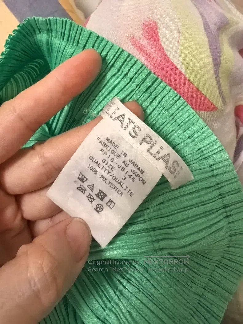 Issey Miyake Issey Miyake size:3 Green Pleated Midi Skirt Size 22" - 4 Thumbnail