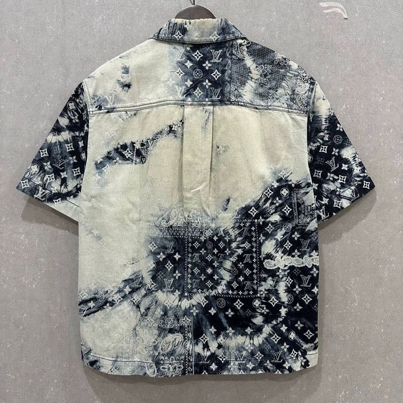 Louis Vuitton Louis Vuitton Cashew full logo denim short sleeve shirt Size US M / EU 48-50 / 2 - 2 Thumbnail