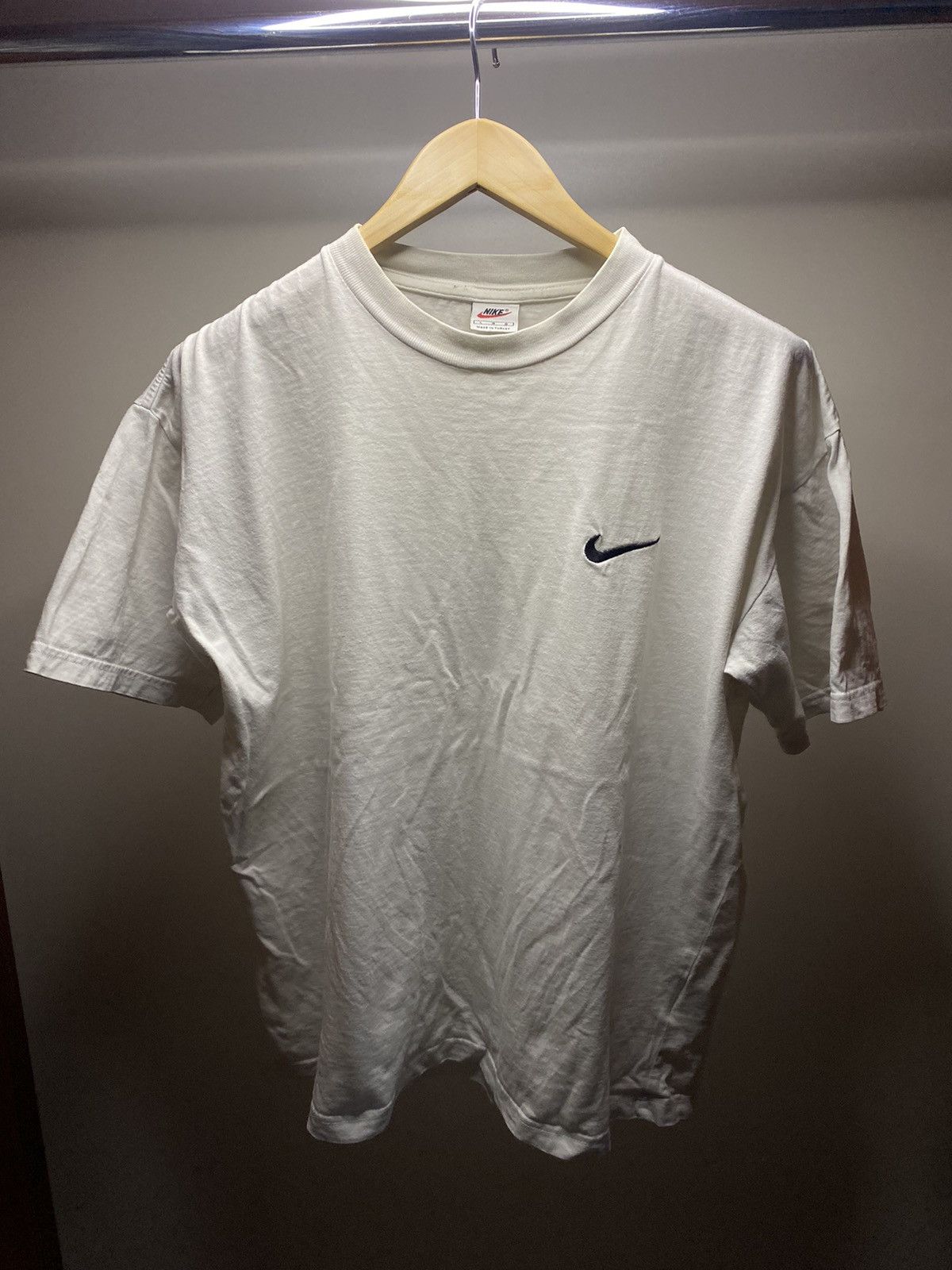 Nike × Vintage Vintage 90s Nike Small Swoosh Basic Wased Tee Size US L / EU 52-54 / 3 - 1 Thumbnail