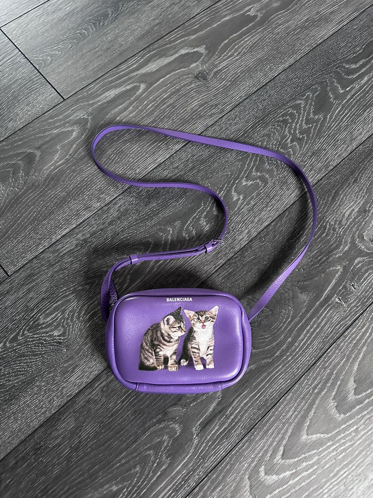 balenciaga fw18 kitten camera bag purple