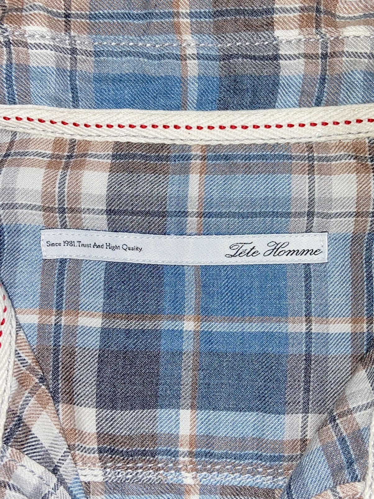 Issey Miyake × Japanese Brand × Tete Homme TETE HOMME Blue Plaid Shirt Size US S / EU 44-46 / 1 - 6 Thumbnail