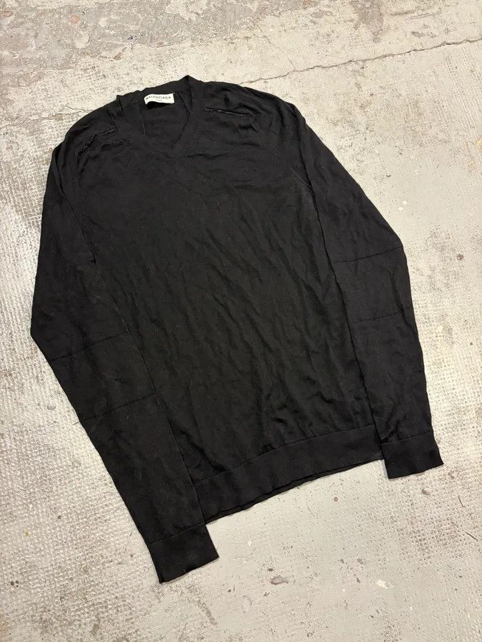Balenciaga SS2014 Balenciaga Black Minimalist Wool Vneck Sweater Size US S / EU 44-46 / 1 - 4 Thumbnail