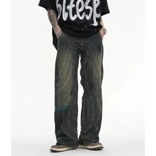 Japanese Brand × Jean Y2K Painted Circle Striped Baggy Jeans Size US 33 - 2 Thumbnail