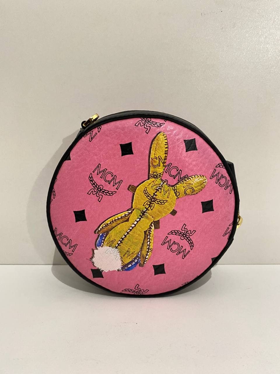 MCM MCM Visetos Rabbit Tambourine Round Crossbody Bag Pink Size ONE SIZE - 3 Thumbnail