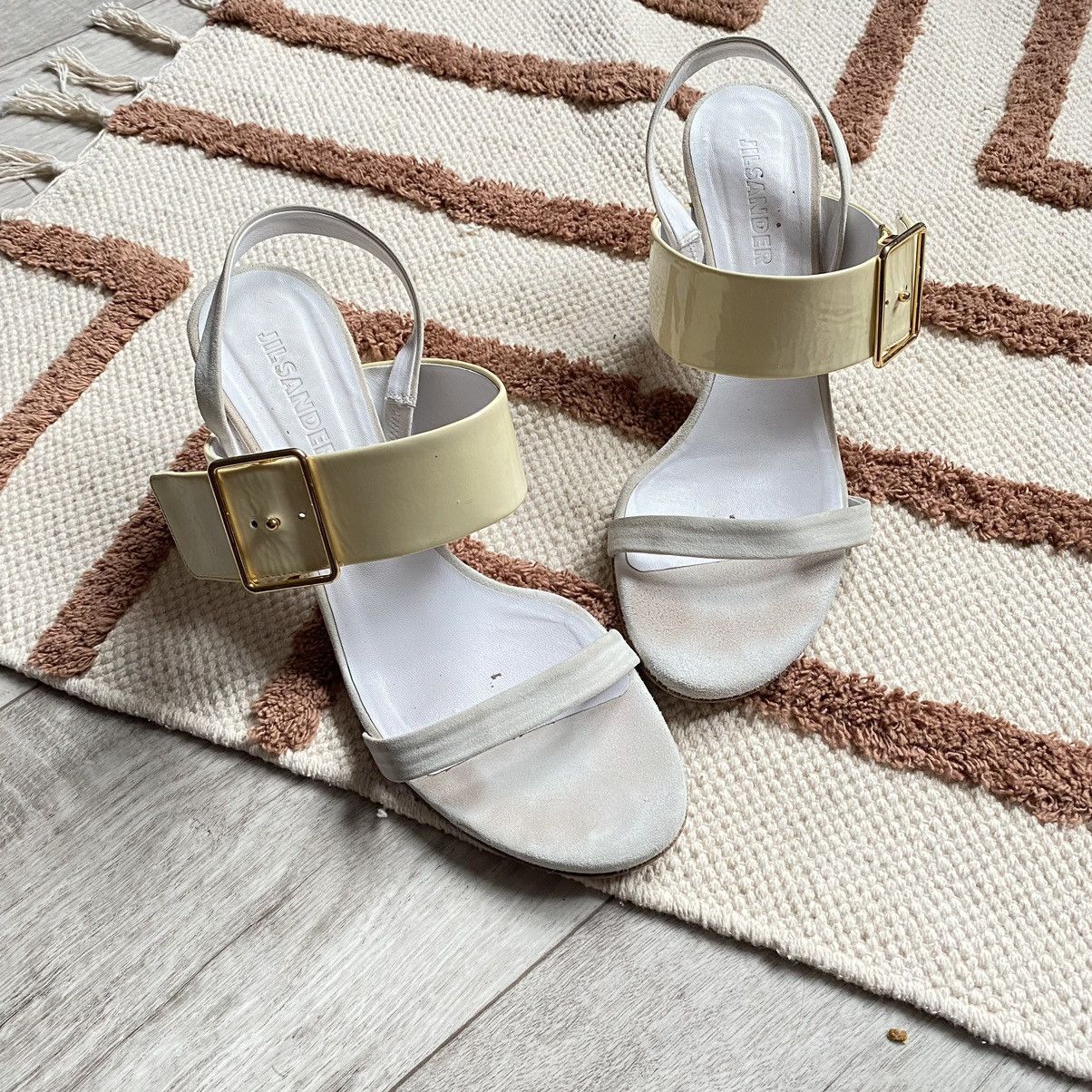 Jil Sander JIL SANDER LEATHER CREAM/WHITE HEELS Size US 11 / IT 41 - 1 Thumbnail