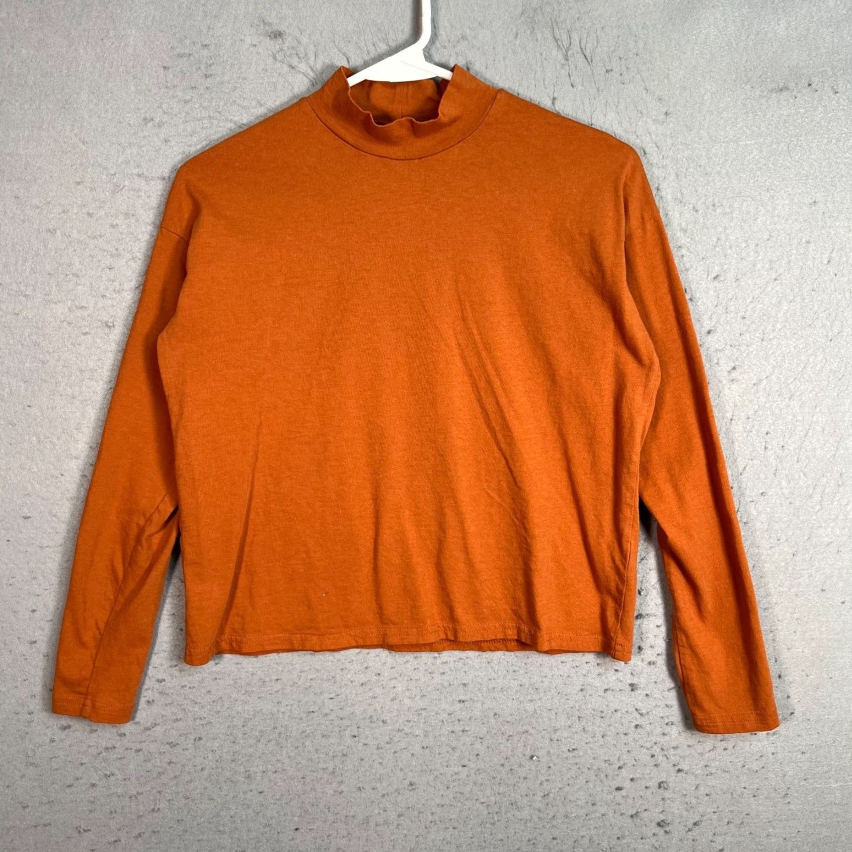 Everlane Everlane Orange Long Sleeve Mock Neck 100% Cotton Top T Shirt Womens XXS Regular Size 2XS Casual Shirt Size XXS / US 00 / IT 34 - 2 Thumbnail