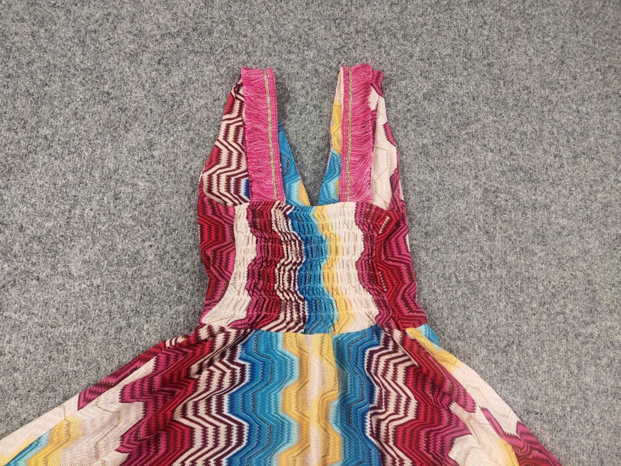 Missoni Pho Firenze Italy V-neck zig zag Multicolor straps Dress Size S / US 4 / IT 40 - 10 Thumbnail