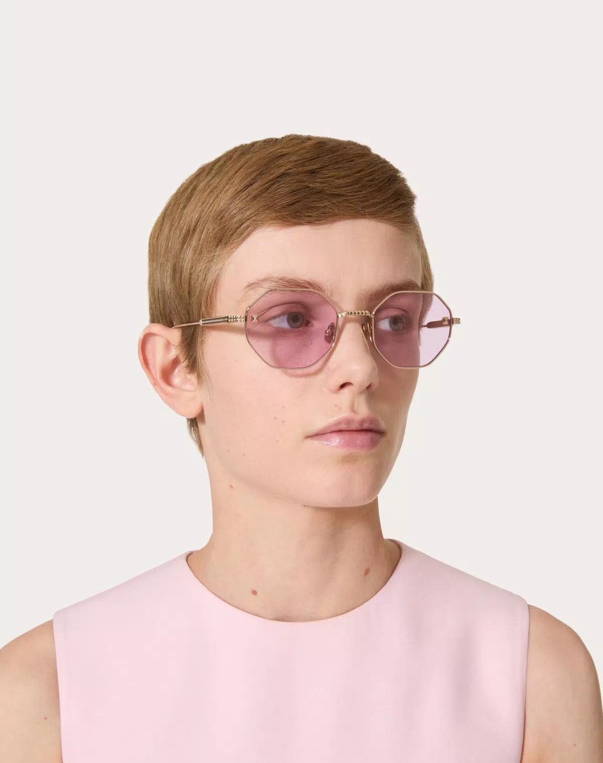 Valentino oc11z0725 Size: 52/ Hexagonal Titanium Frame in Light Pink Size ONE SIZE - 6 Thumbnail