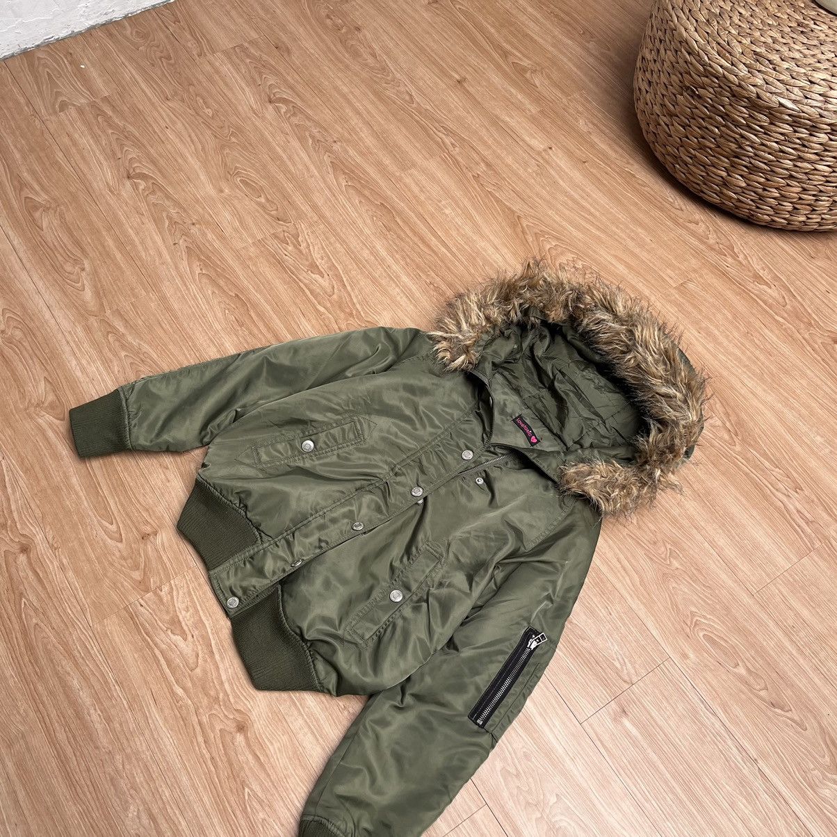 If Six Was Nine Y2K Bomber Jacket Love Toxic Japan Fur Faux Hooded Size L / US 10 / IT 46 - 7 Thumbnail