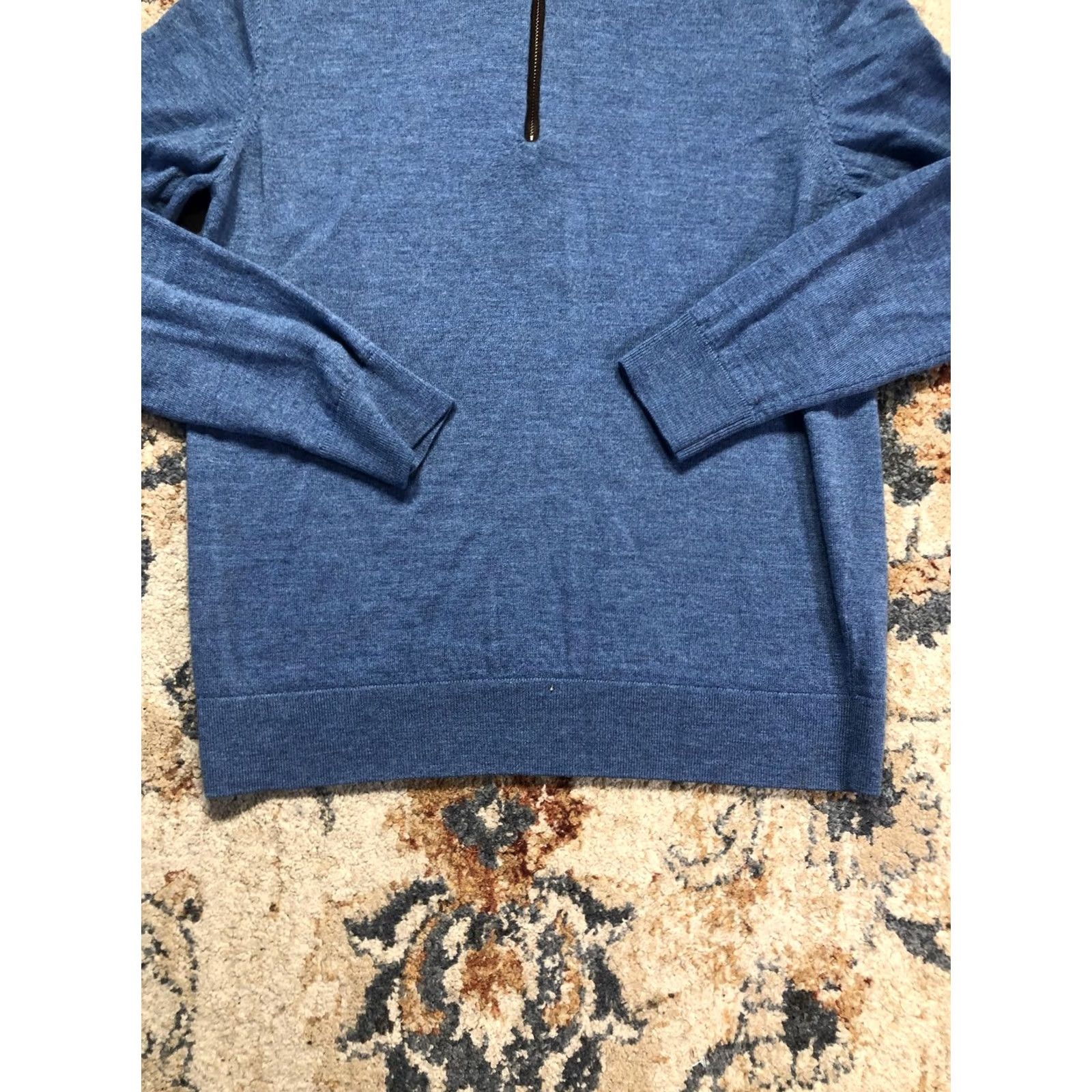 UNTUCKit UNTUCKit Mens Sweater Blue Merino Wool 1/4 Zip Mock Neck Knit Pullover Medium Size US M / EU 48-50 / 2 - 5 Thumbnail