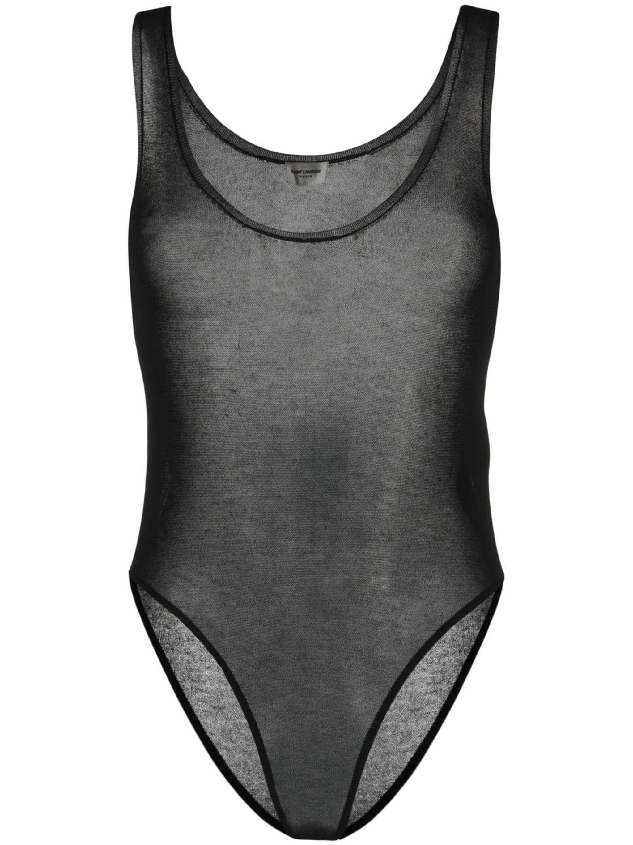 Saint Laurent Paris o1s1wg110924 Bodysuit in Sheer Knit in Black Size M / US 6-8 / IT 42-44 - 1 Thumbnail