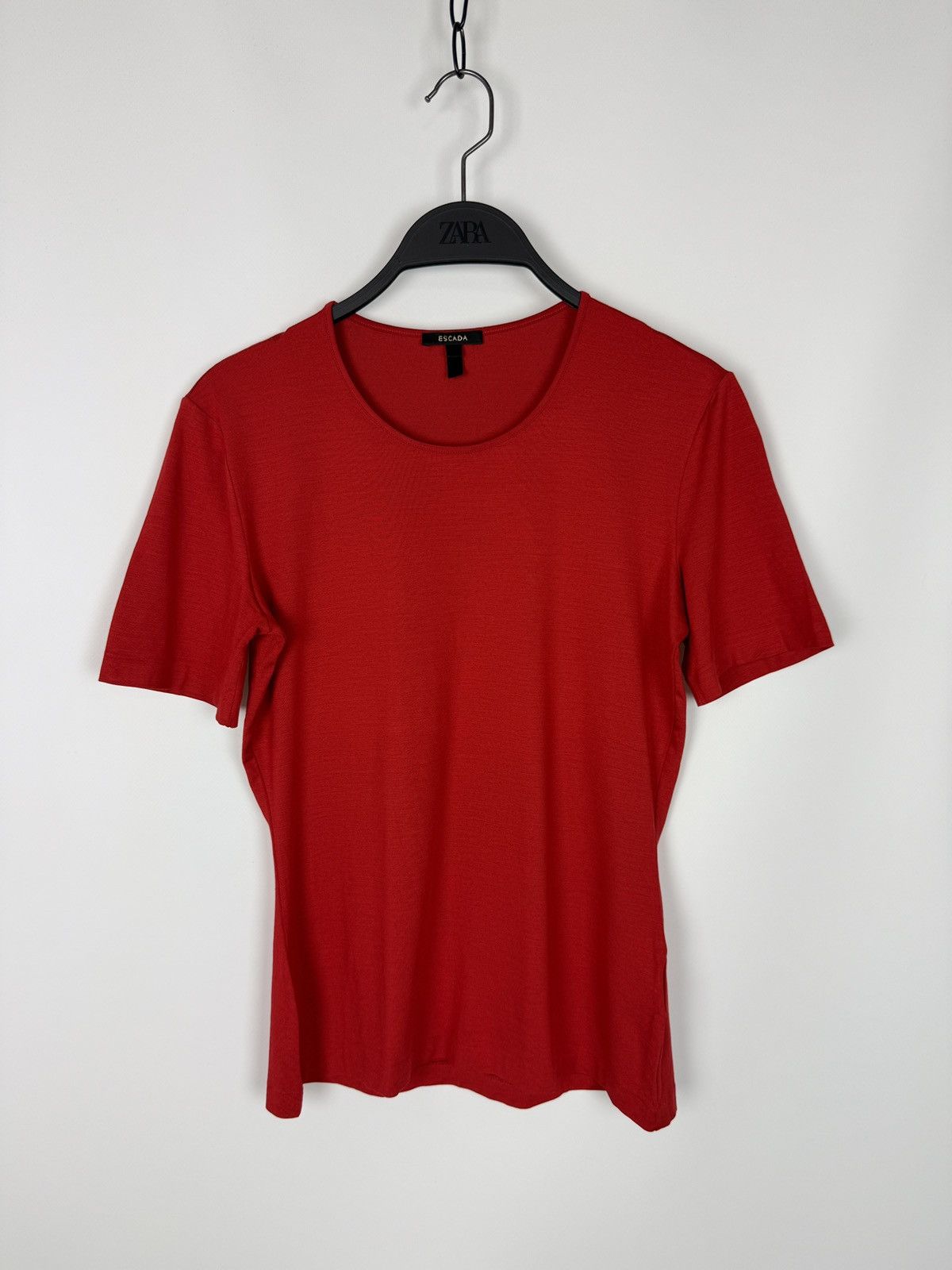 Escada Escada Basic Blank Red Silk Blend Slim Top T-Shirt 36 Size XS / US 0-2 / IT 36-38 - 3 Thumbnail