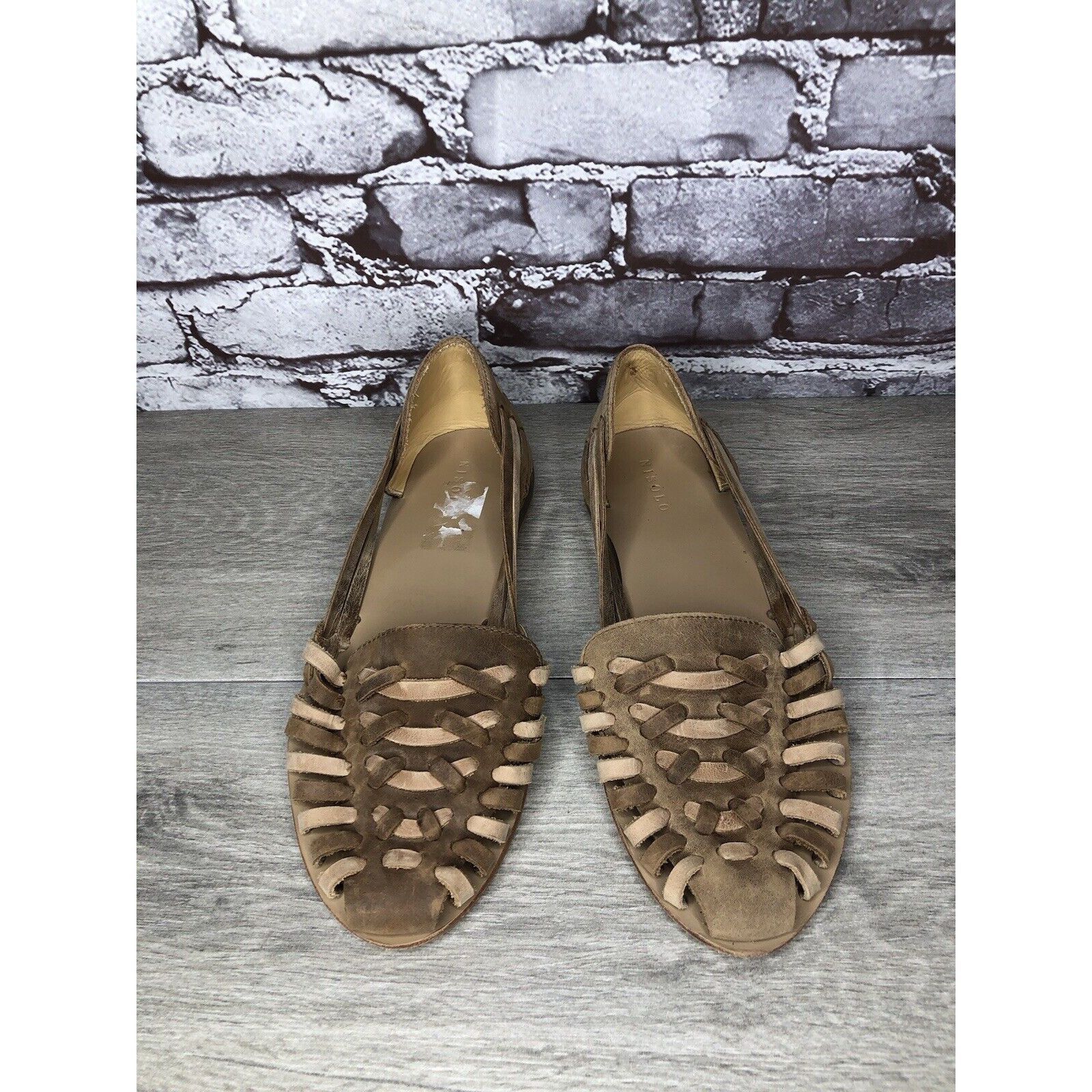 Nisolo NISOLO Tan Brown Huarache Leather Weaves Flats Sandals Women Size US 10 / IT 40 - 3 Thumbnail