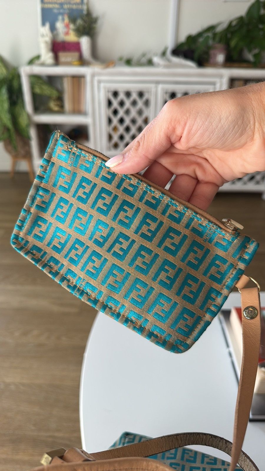 Fendi Vintage Fendi Zucca FF Tote – Turquoisew/ COA Size ONE SIZE - 6 Thumbnail