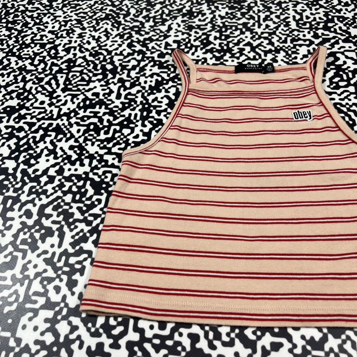 Obey Vintage Y2K Obey Striped Retro Sexy Tank Top Skate Sk8 Style Size XS / US 0-2 / IT 36-38 - 4 Thumbnail