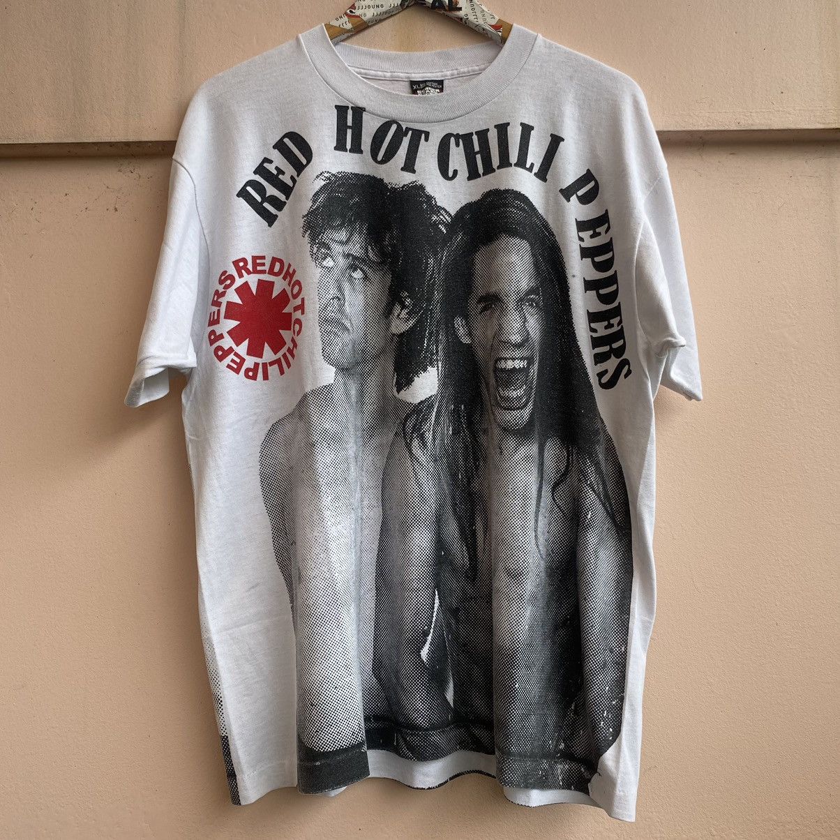 image of Archival Clothing x Band Tees Red Hot Chili Peppers Rhcp Boot Aop Tshirt in White, Men's (Size XL)