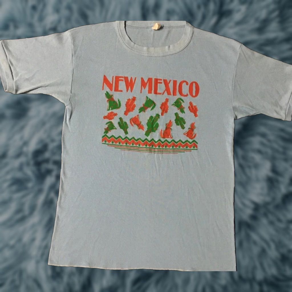 Vintage VINTAGE New Mexico Coyote Shirt M USA Sun 70s 80s Art Grunge Cowboy Biker Western Southwestern USA Shirt Mens Blue Abstract Spellout Size US M / EU 48-50 / 2 - 1 Thumbnail