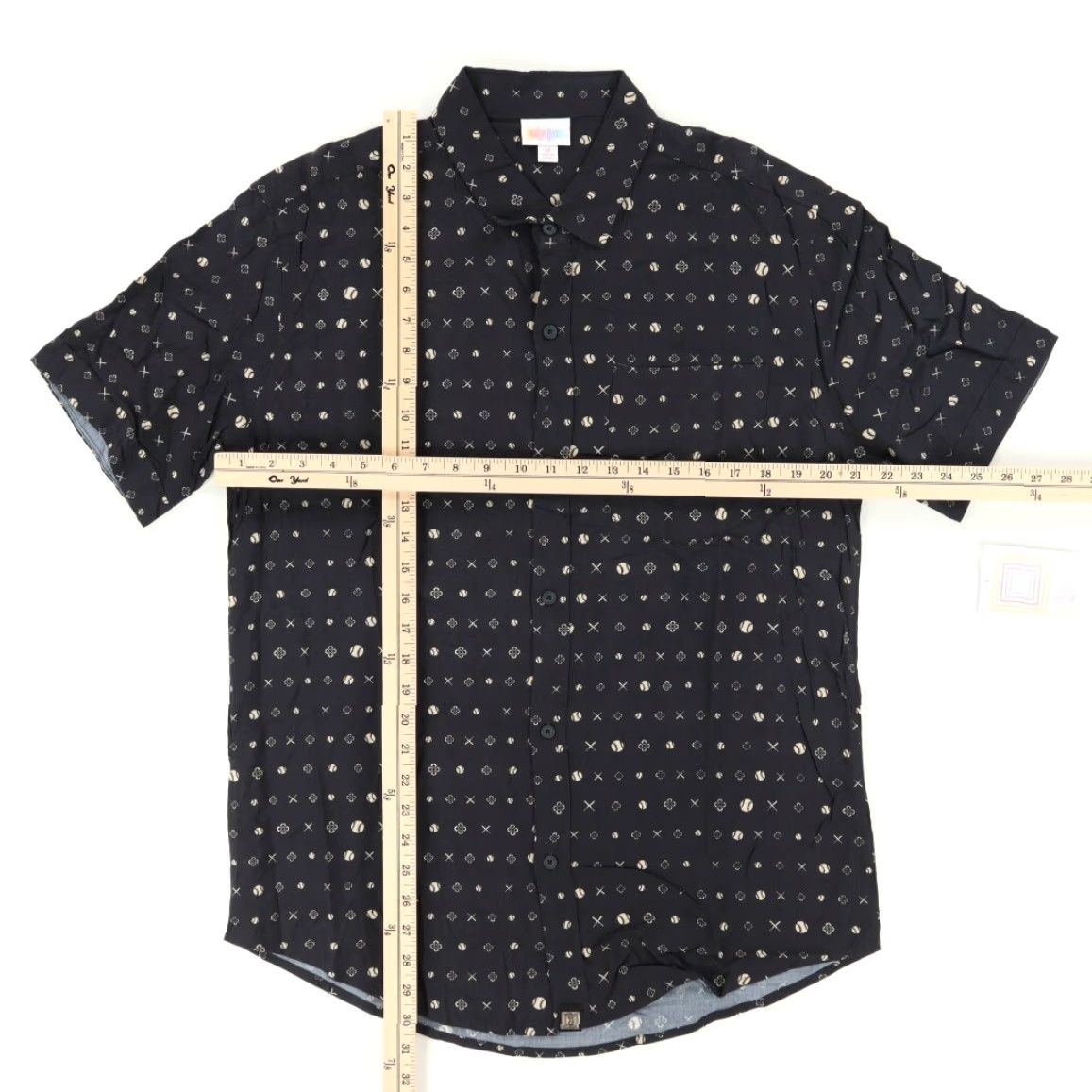 Vintage Lularoe Michael Baseball Camp Rayon All Over Print Button Up Shirt Black Men's M Size US M / EU 48-50 / 2 - 3 Thumbnail