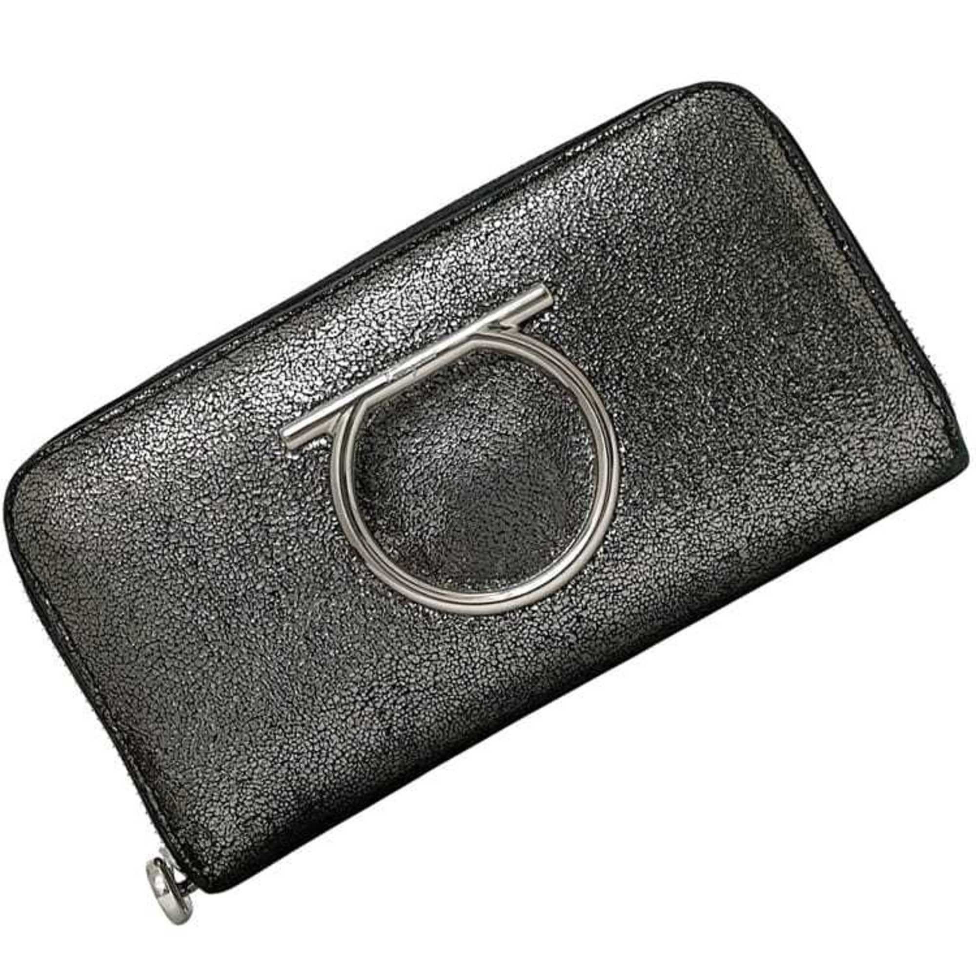 Salvatore Ferragamo Salvatore Ferragamo round long wallet ec-24560 metallic silver Gancini JL-22 D291 leather with hardware and glitter. Size ONE SIZE - 1 Thumbnail