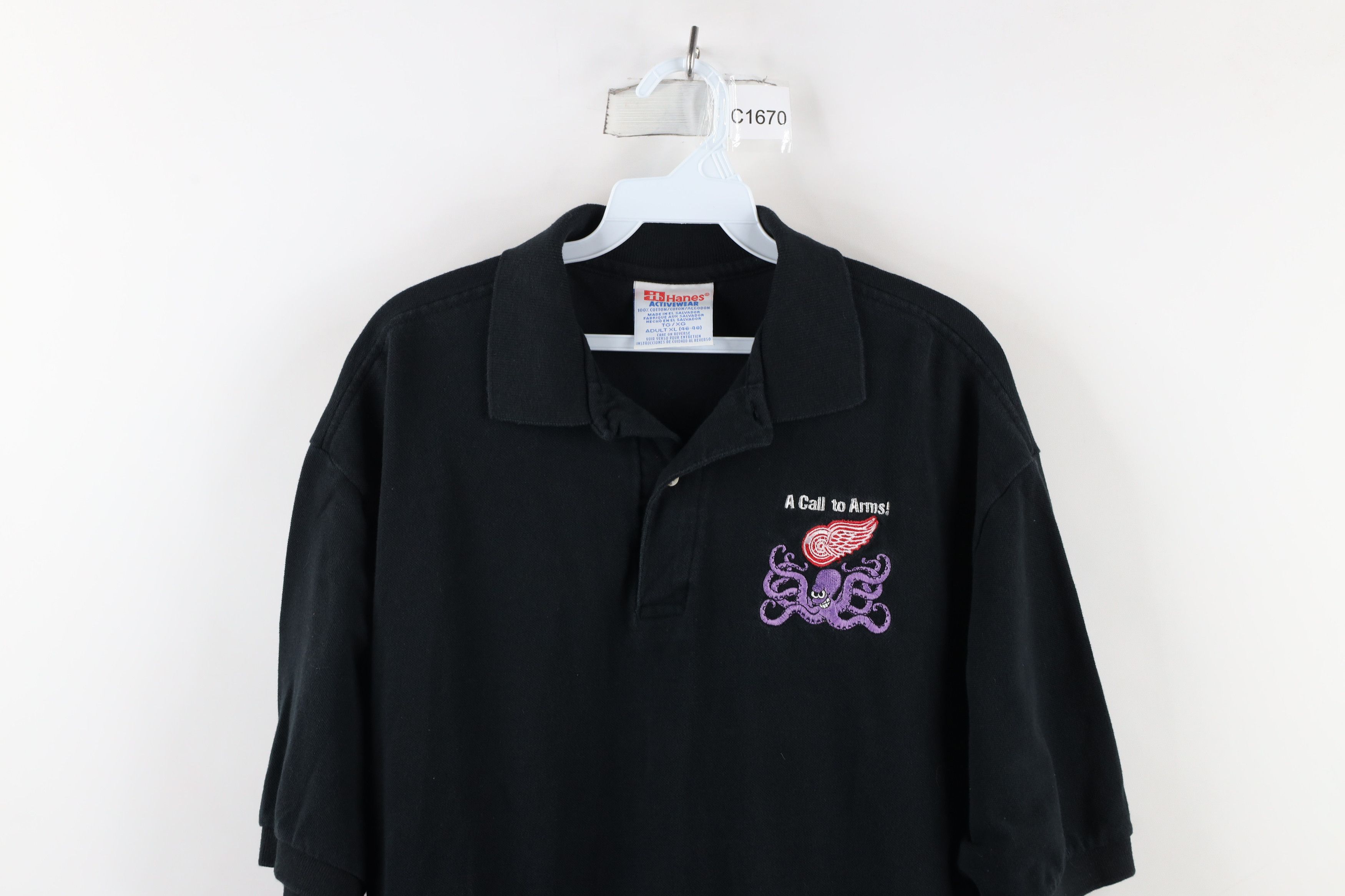 Vintage Vintage 90s To Arms Octopus Detroit Red Wings Hockey Polo Size US XL / EU 56 / 4 - 2 Thumbnail