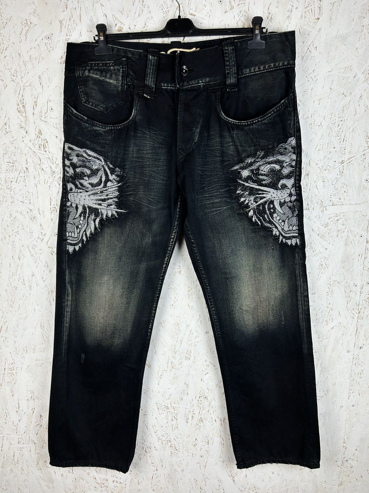Christian Audigier Vintage Ed Hardy By Audigier Rhinestone Tiger Jeans 38 Size US 38 / EU 54 - 1 Thumbnail