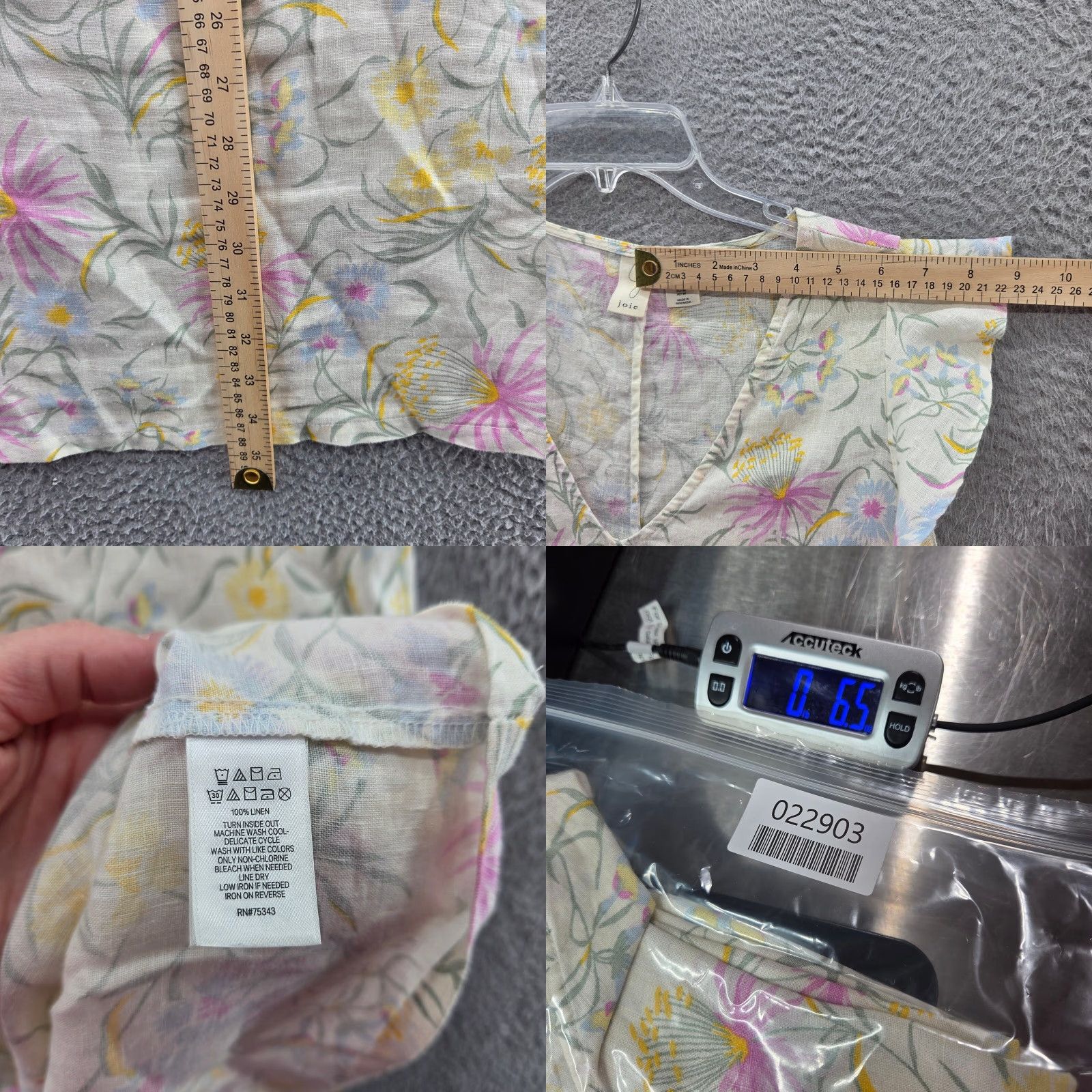 Joie Joie Dress Sheath Linen Floral Pink Yellow Beach Women's Medium" Size M / US 6-8 / IT 42-44 - 8 Thumbnail