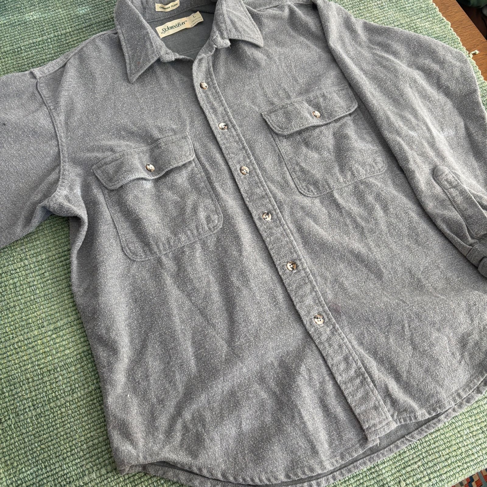 St. Johns Bay × Vintage 1990s gray st john's bay cotton chamois flannel shirt large Size US XL / EU 56 / 4 - 5 Thumbnail