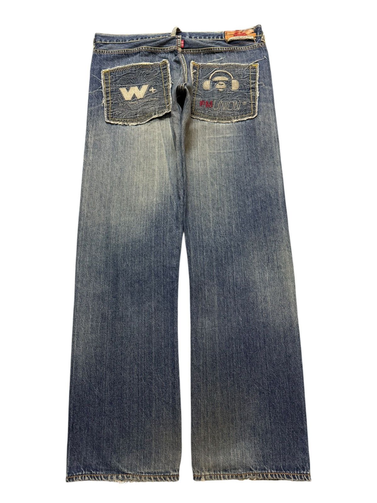 RMC Jeans Vintage 90s Japan Rmc Embroidered Blue Faded Wash Wide Leg Size US 36 / EU 52 - 1 Thumbnail