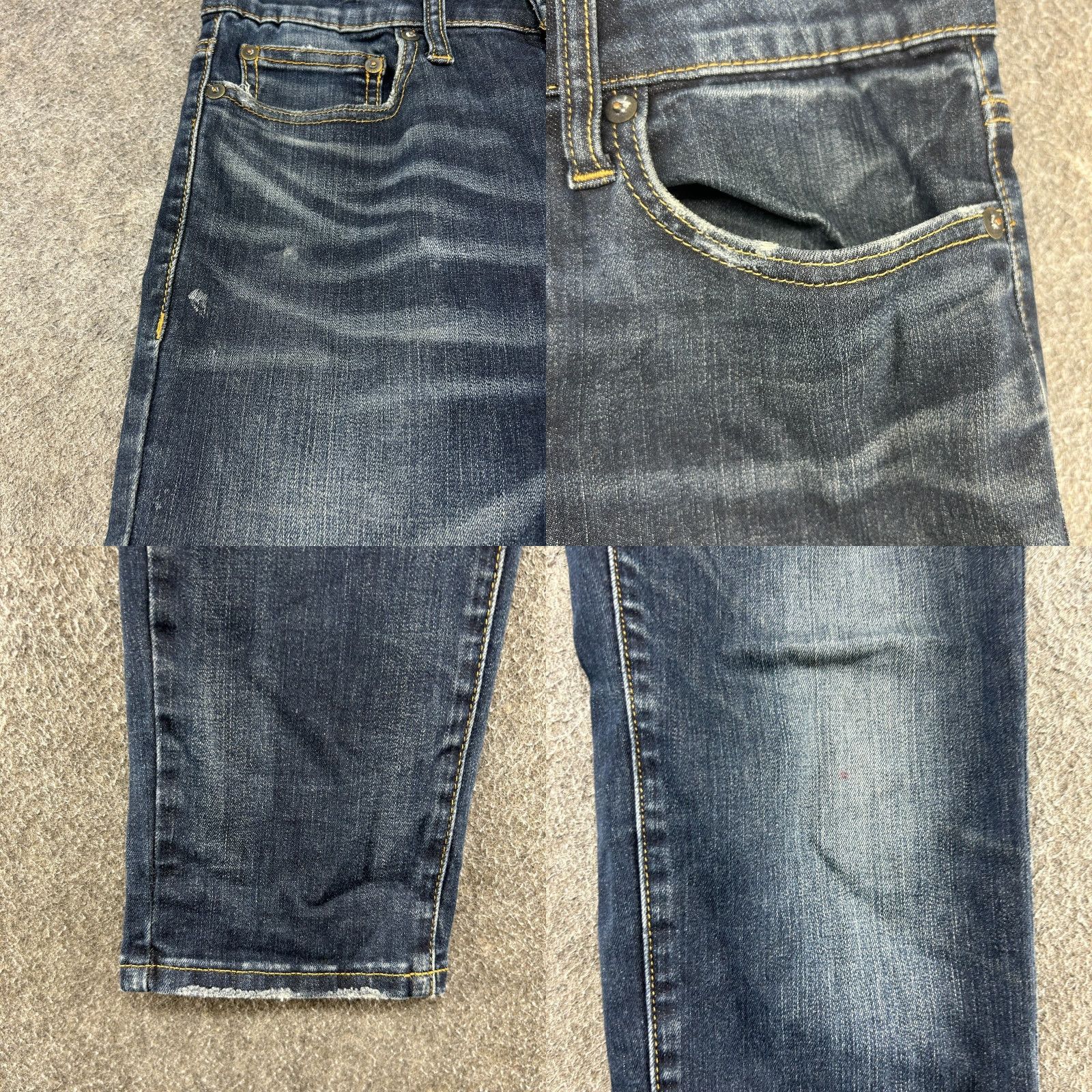 American Eagle Outfitters American Eagle Jeans Mens 28x30 Denim Skinny Relaxed Dark Wash Distressed 5-Pocket Design Blue Cotton Stretch Leather? Wait no leather. Size US 28 / EU 44 - 8 Thumbnail