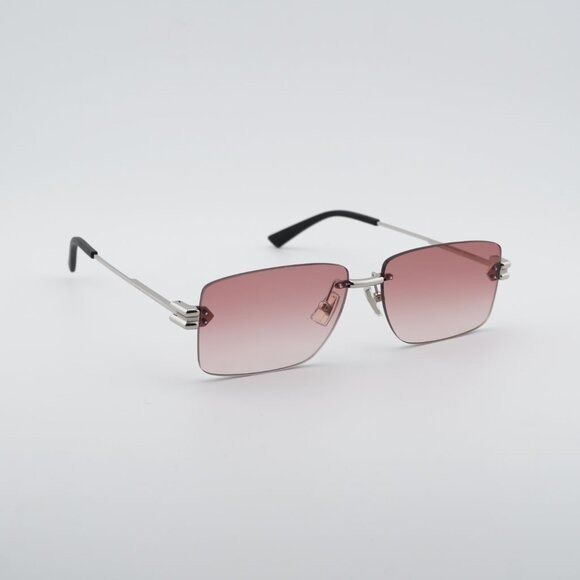Bottega Veneta Bottega Veneta BV1126S 007 Sunglasses Silver Rectangle Frame Size ONE SIZE - 1 Thumbnail