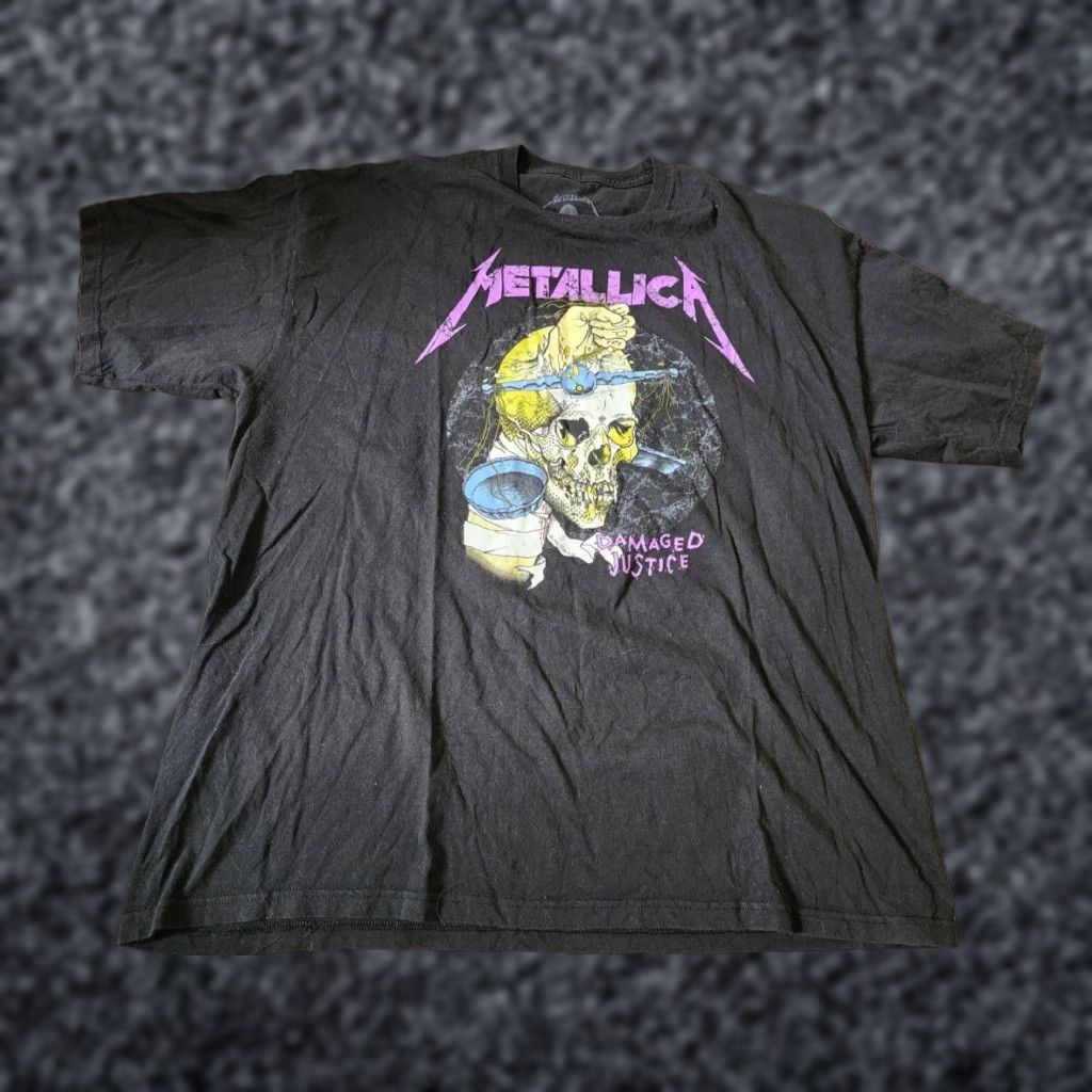 Vintage Metallica Band T Shirt Black XL Damaged Justice Tour Mens Cotton Tee Size US XL / EU 56 / 4 - 1 Thumbnail