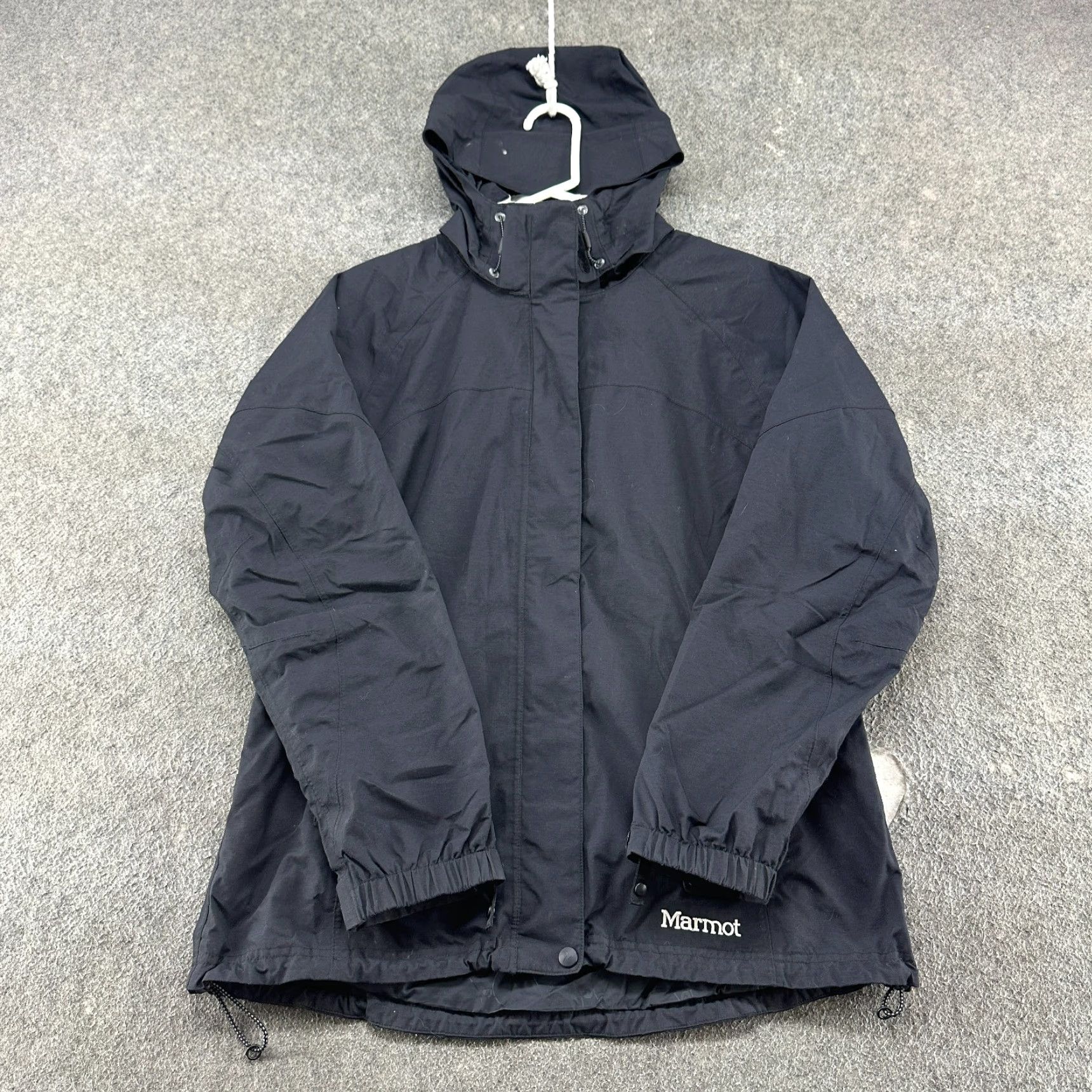 Marmot Marmot Jacket Womens L Black Hooded Rain Coat Lined Full Zip Nylon Logo Parka Weather Coat Size L / US 10 / IT 46 - 2 Thumbnail